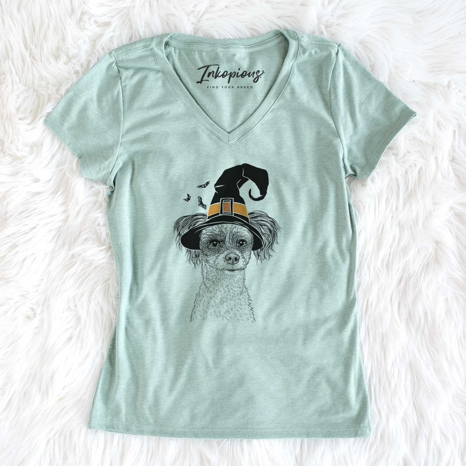 Witch Finley Beth the Papillon Mix - Women's V-neck Shirt
