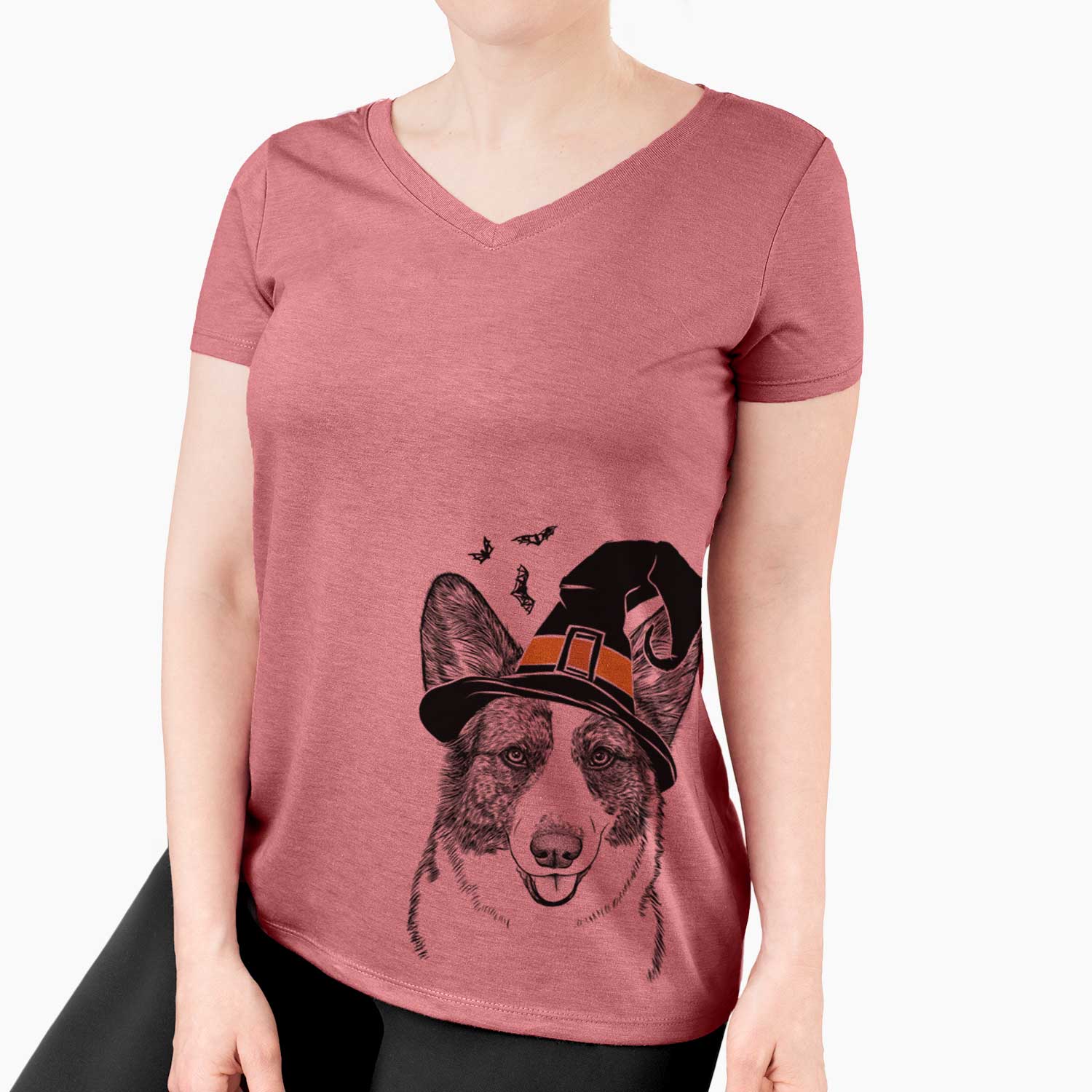 Witch Gabby the Cardigan Welsh Corgi - Women's V-neck Shirt