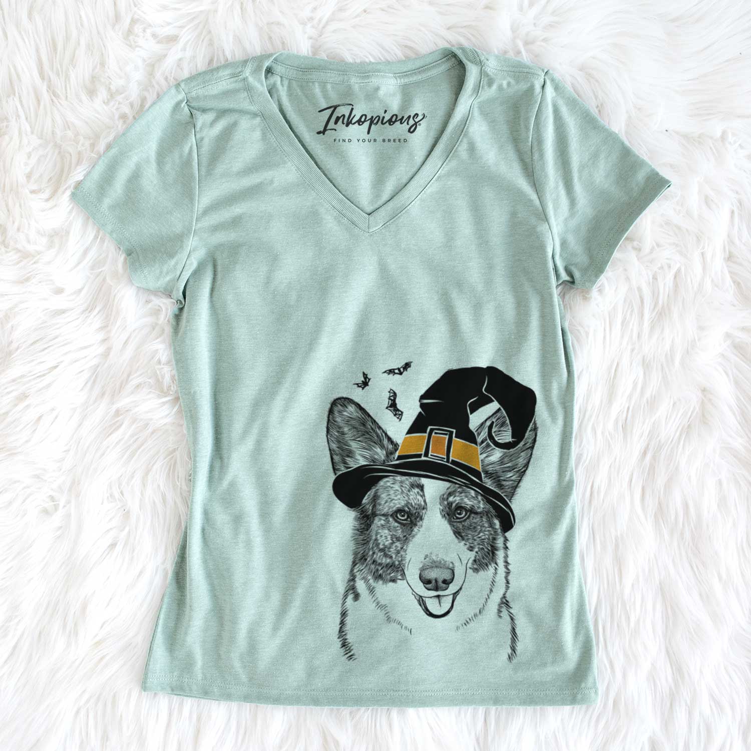Witch Gabby the Cardigan Welsh Corgi - Women's V-neck Shirt
