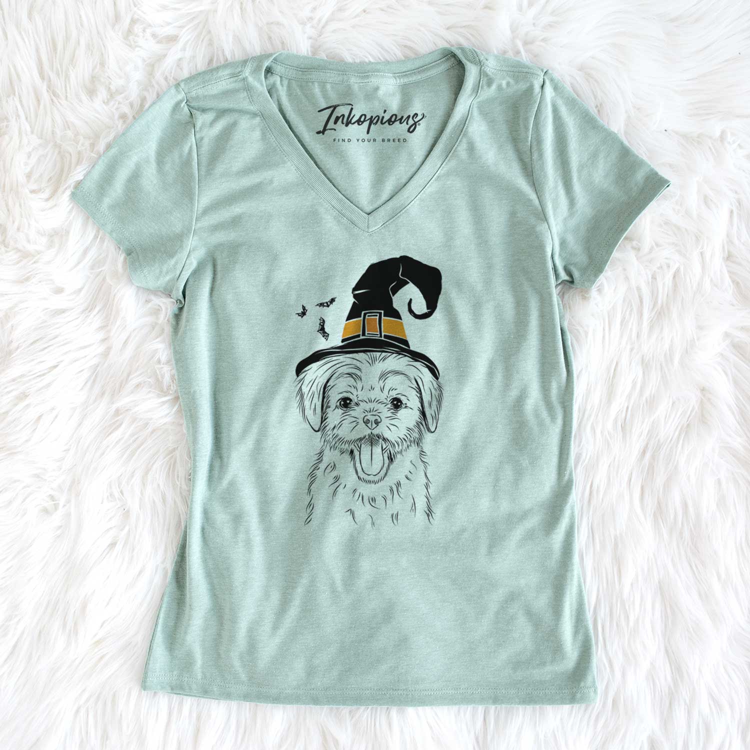 Witch Gizmo the Maltese - Women's V-neck Shirt