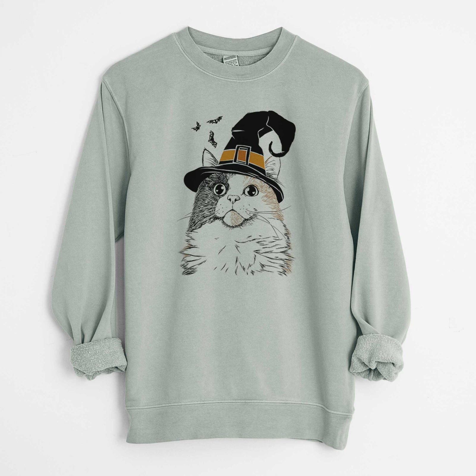 Witch Greta the Calico Cat - Unisex Pigment Dyed Crew Sweatshirt