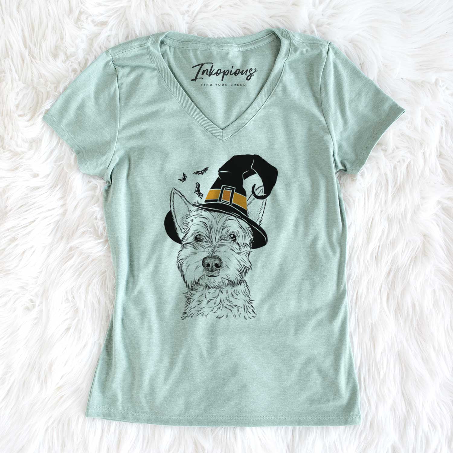 Witch Grizel the West Highland Terrier - Women's V-neck Shirt