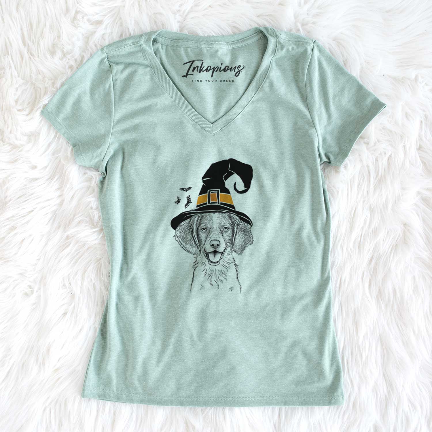 Witch Happy Holly the Brittany Spaniel - Women's V-neck Shirt