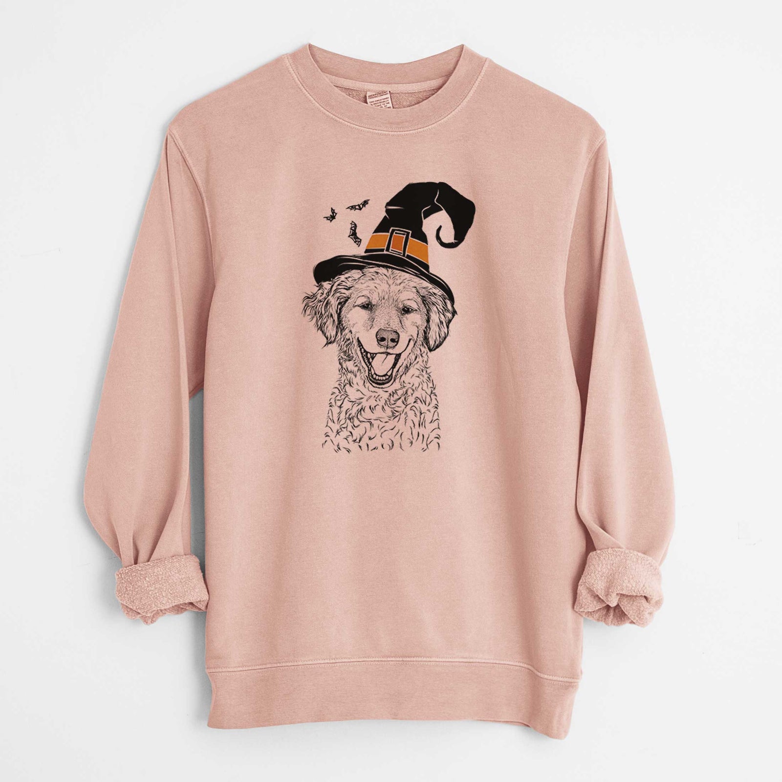 Witch Happy Otis the Miniature Goldendoodle - Unisex Pigment Dyed Crew Sweatshirt