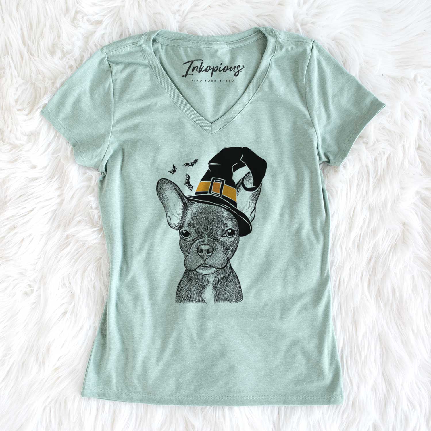 Witch Henry the French Bulldog - Women's V-neck Shirt