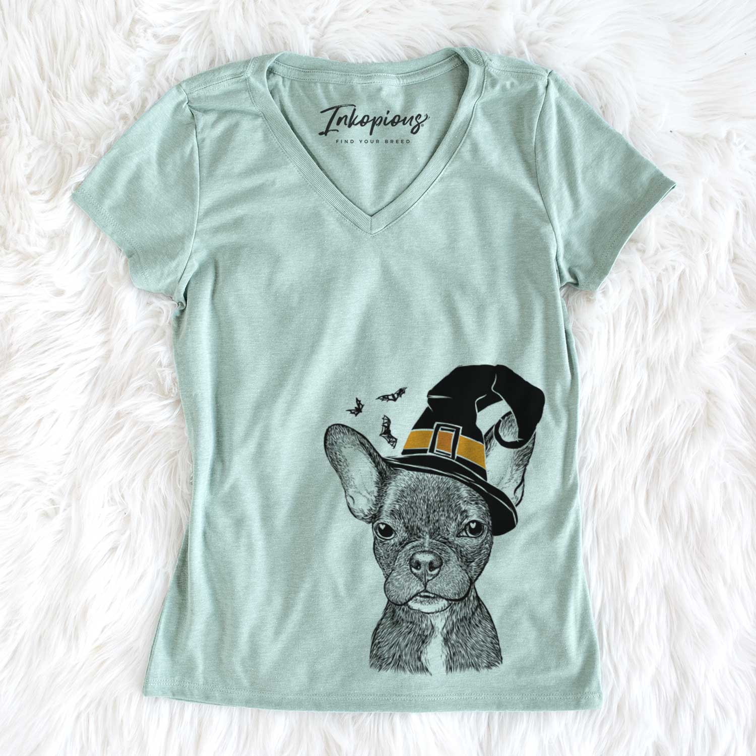Witch Henry the French Bulldog - Women's V-neck Shirt