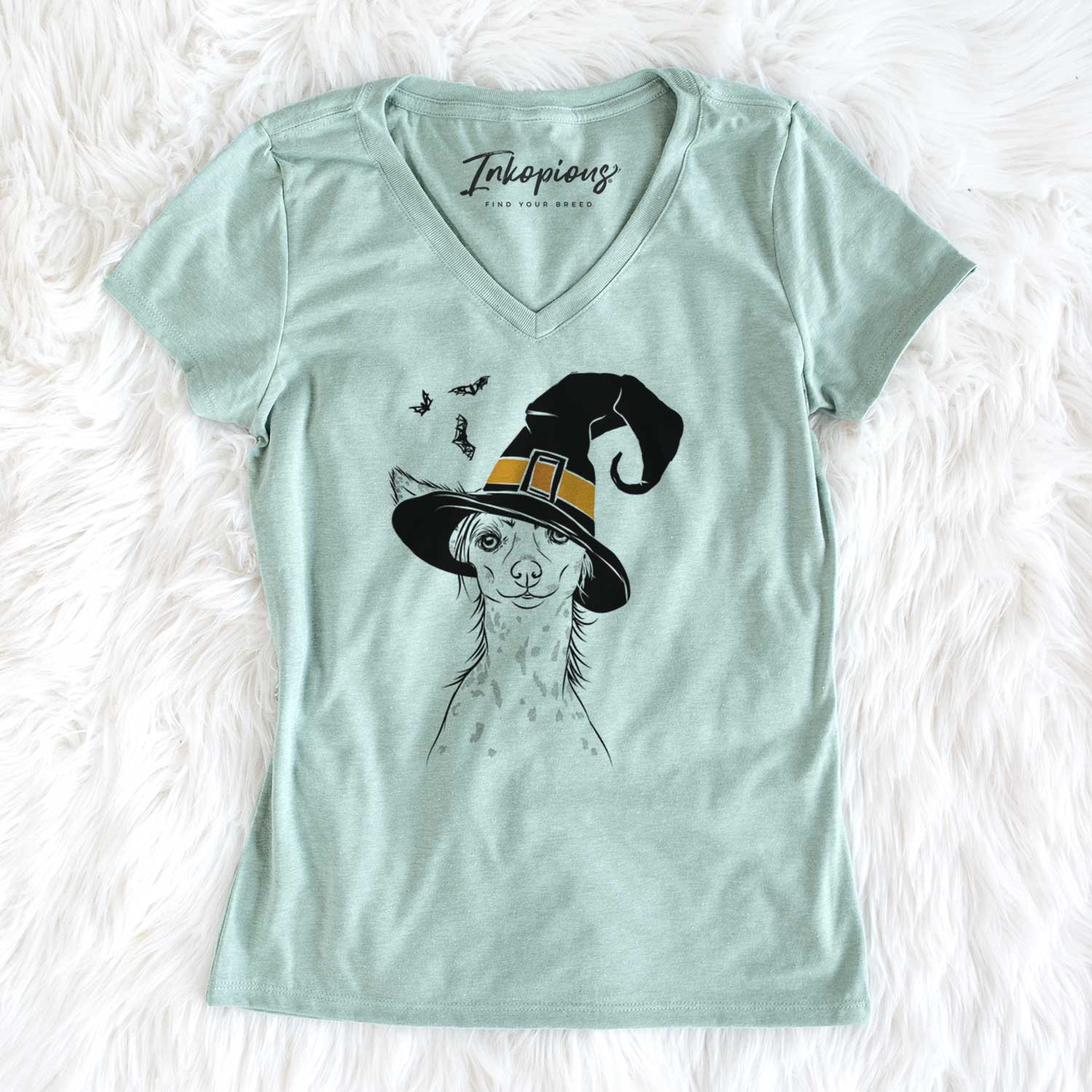 Witch Hudson the Chinese Crested - Women's V-neck Shirt
