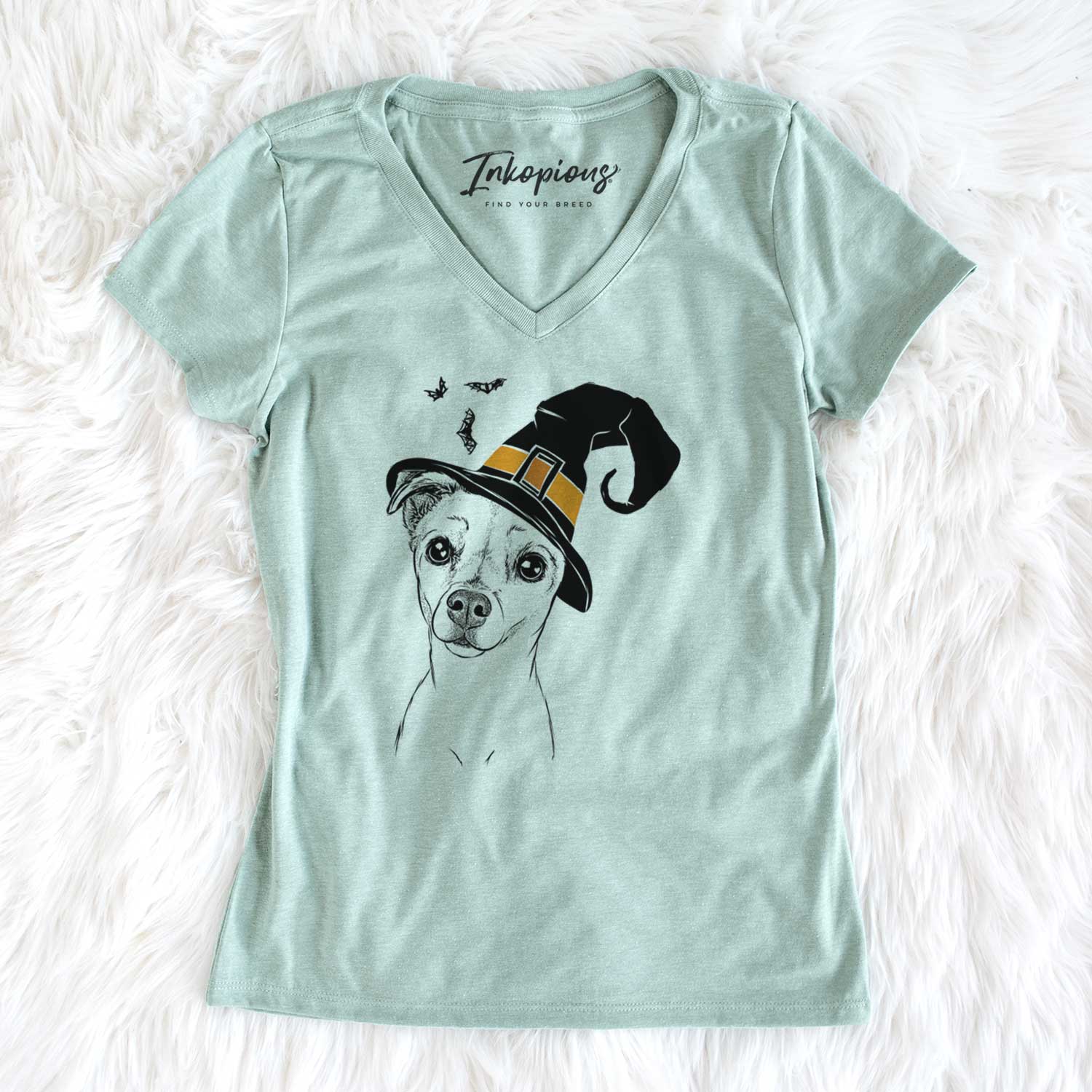 Witch Izzy the Chiweenie - Women's V-neck Shirt