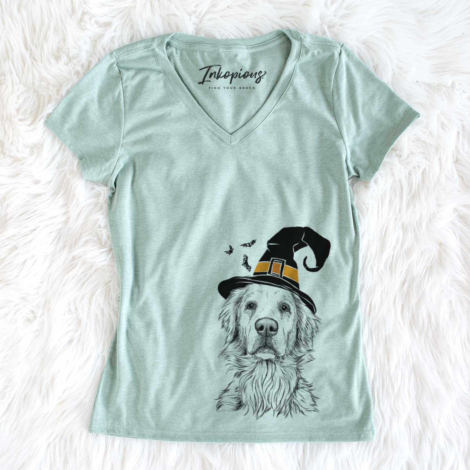Witch Jake aroni the Golden Retriever - Women's V-neck Shirt