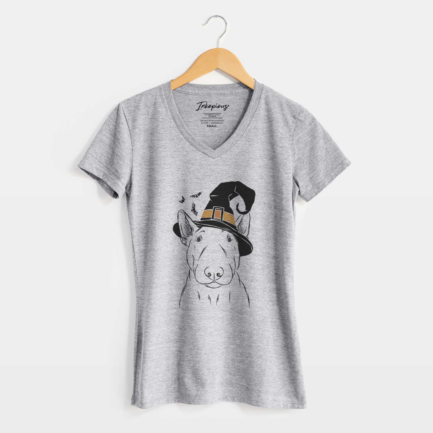 Witch Jett the Bull Terrier - Women's V-neck Shirt