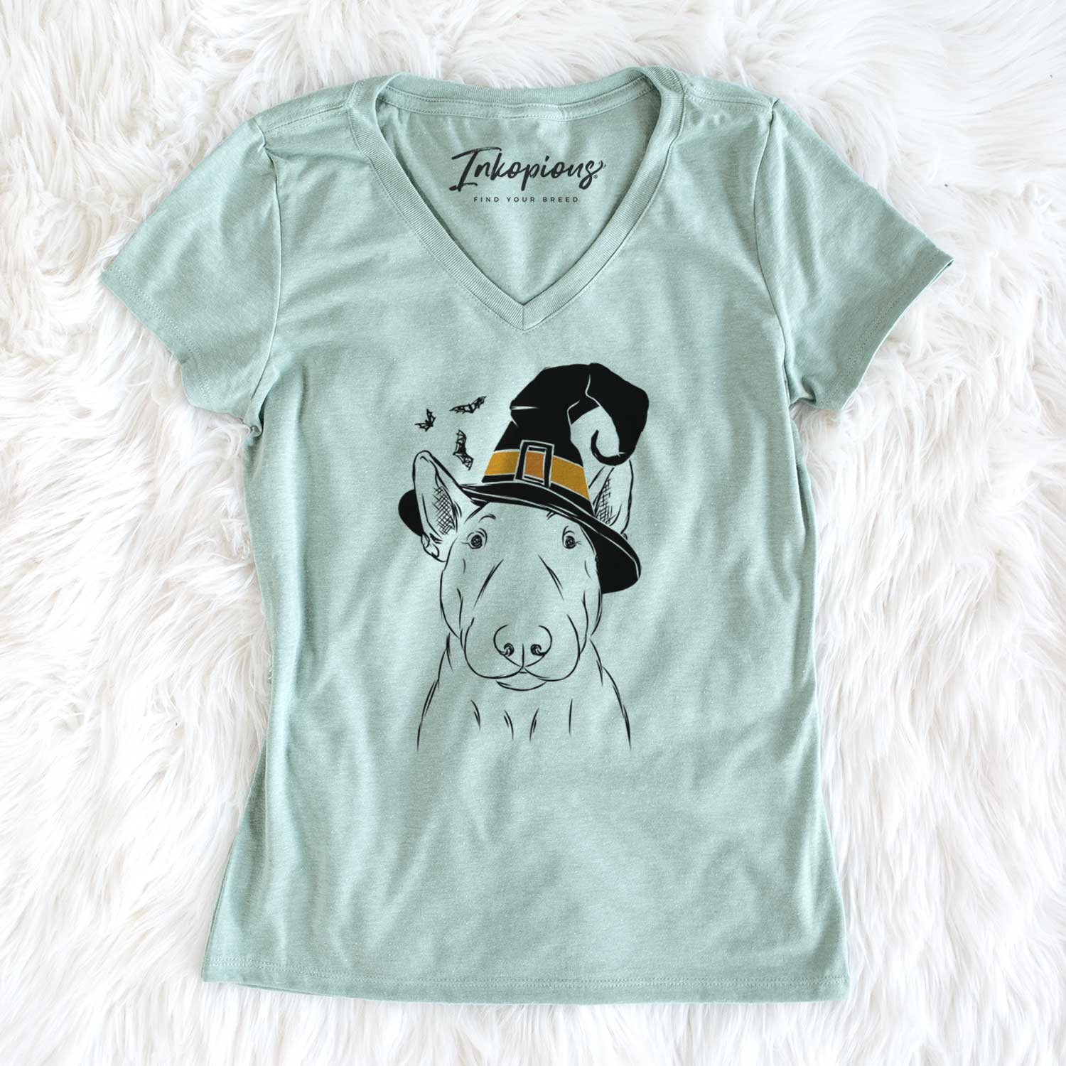 Witch Jett the Bull Terrier - Women's V-neck Shirt