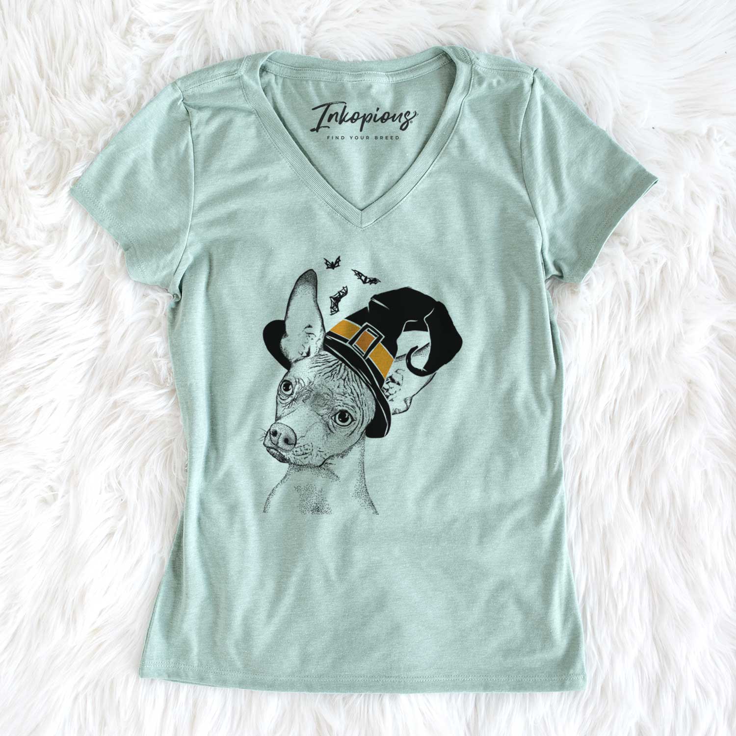 Witch Kahlo the Xoloitzcuintli - Women's V-neck Shirt