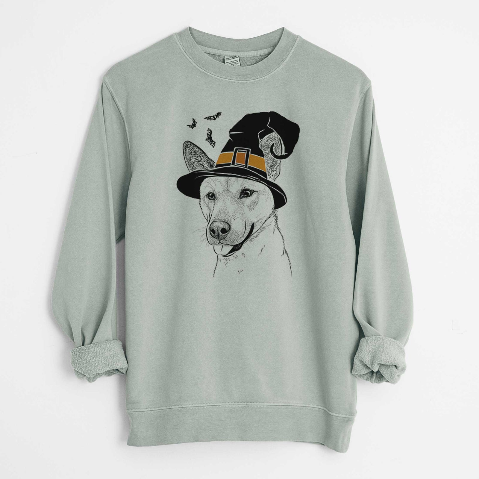 Witch Kulfi the Jindo Shiba Inu Mix - Unisex Pigment Dyed Crew Sweatshirt