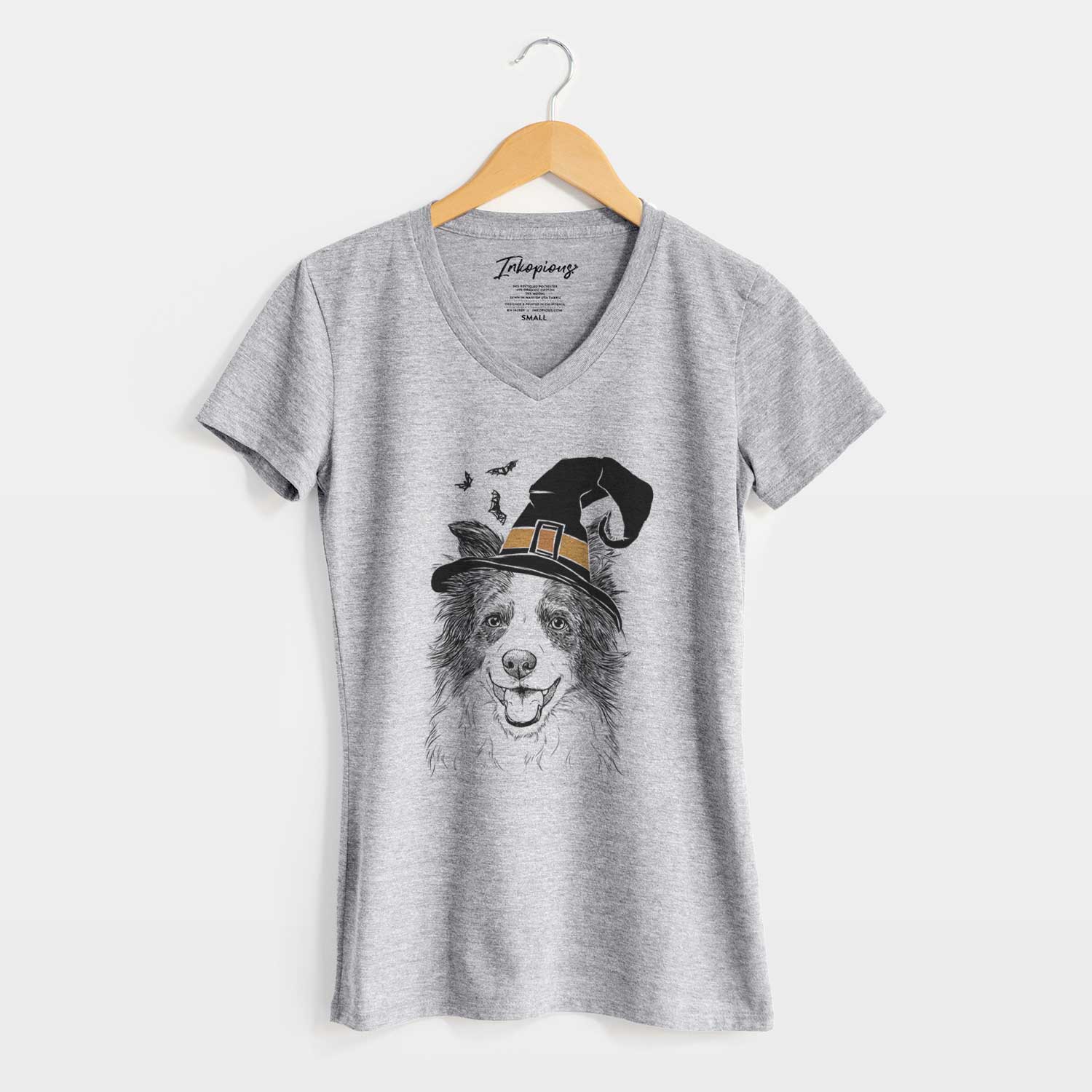 Witch Kylee the Border Collie - Women's V-neck Shirt