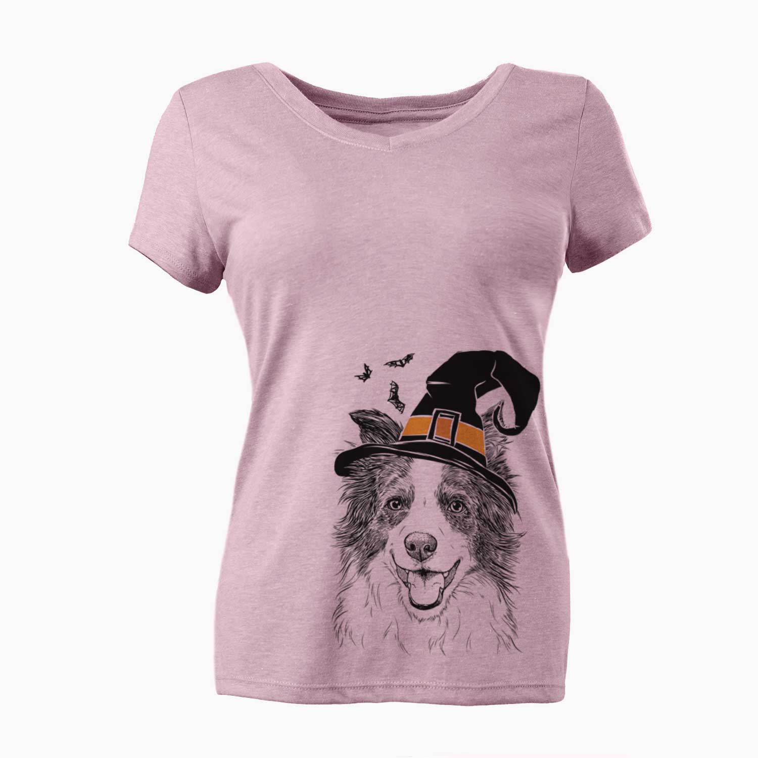 Witch Kylee the Border Collie - Women's V-neck Shirt
