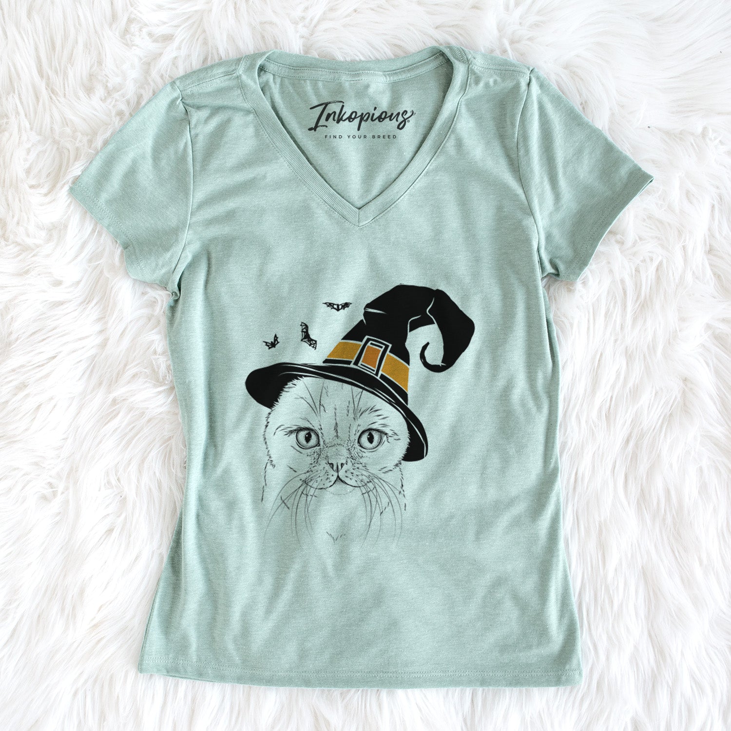 Witch Lina the Exotic Fold Cat - Women's Perfect V-neck Shirt