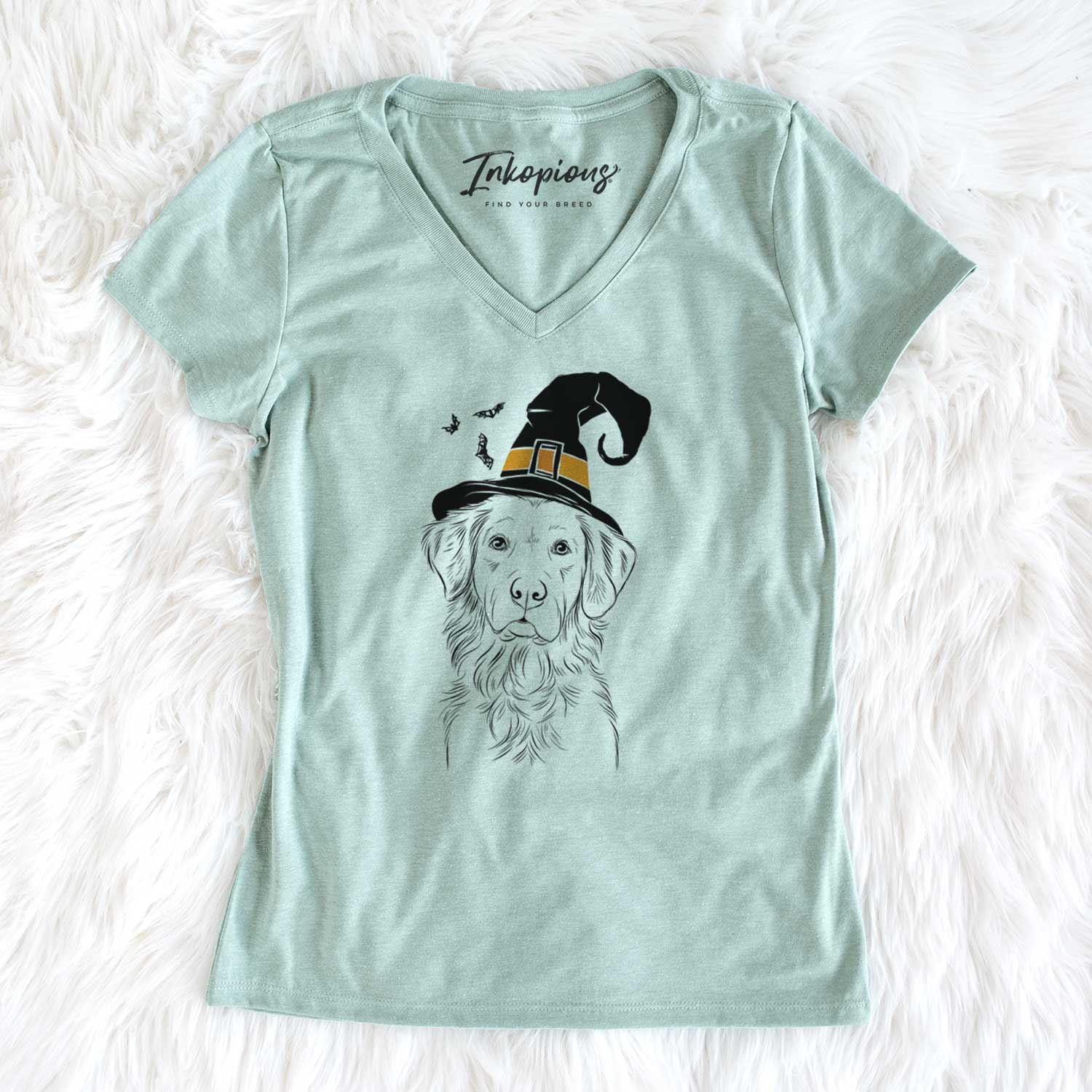 Witch Linden the Golden Retriever - Women's V-neck Shirt