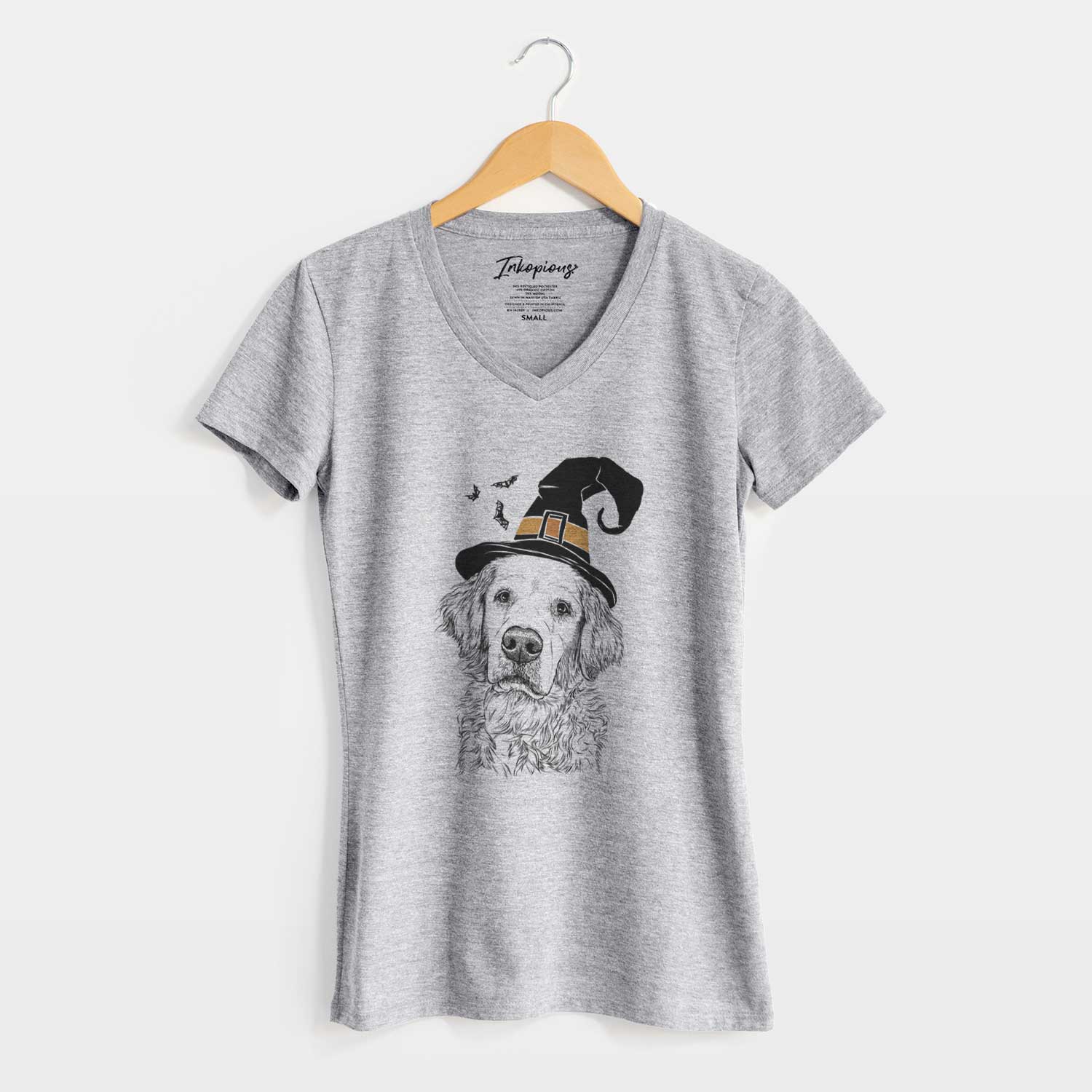 Witch Loganator the Golden Retriever - Women's V-neck Shirt