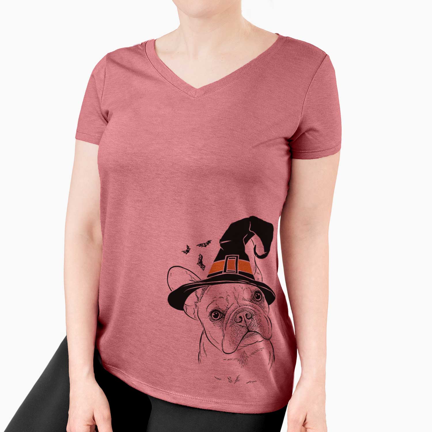 Witch Loki the French Bulldog - Women's V-neck Shirt