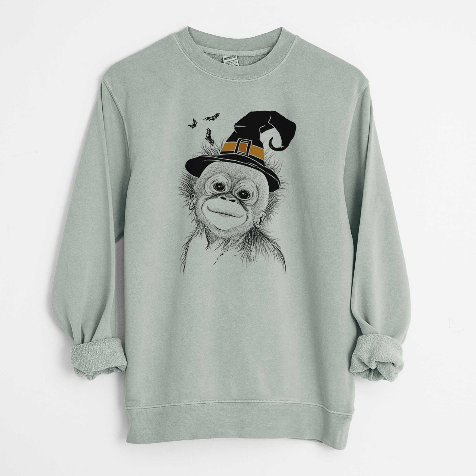 Witch Louie the Baby Orangutan - Unisex Pigment Dyed Crew Sweatshirt