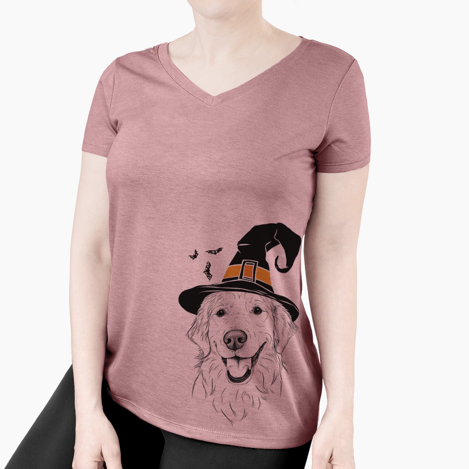 Witch Maple the Golden Retriever - Women's Perfect V-neck Shirt