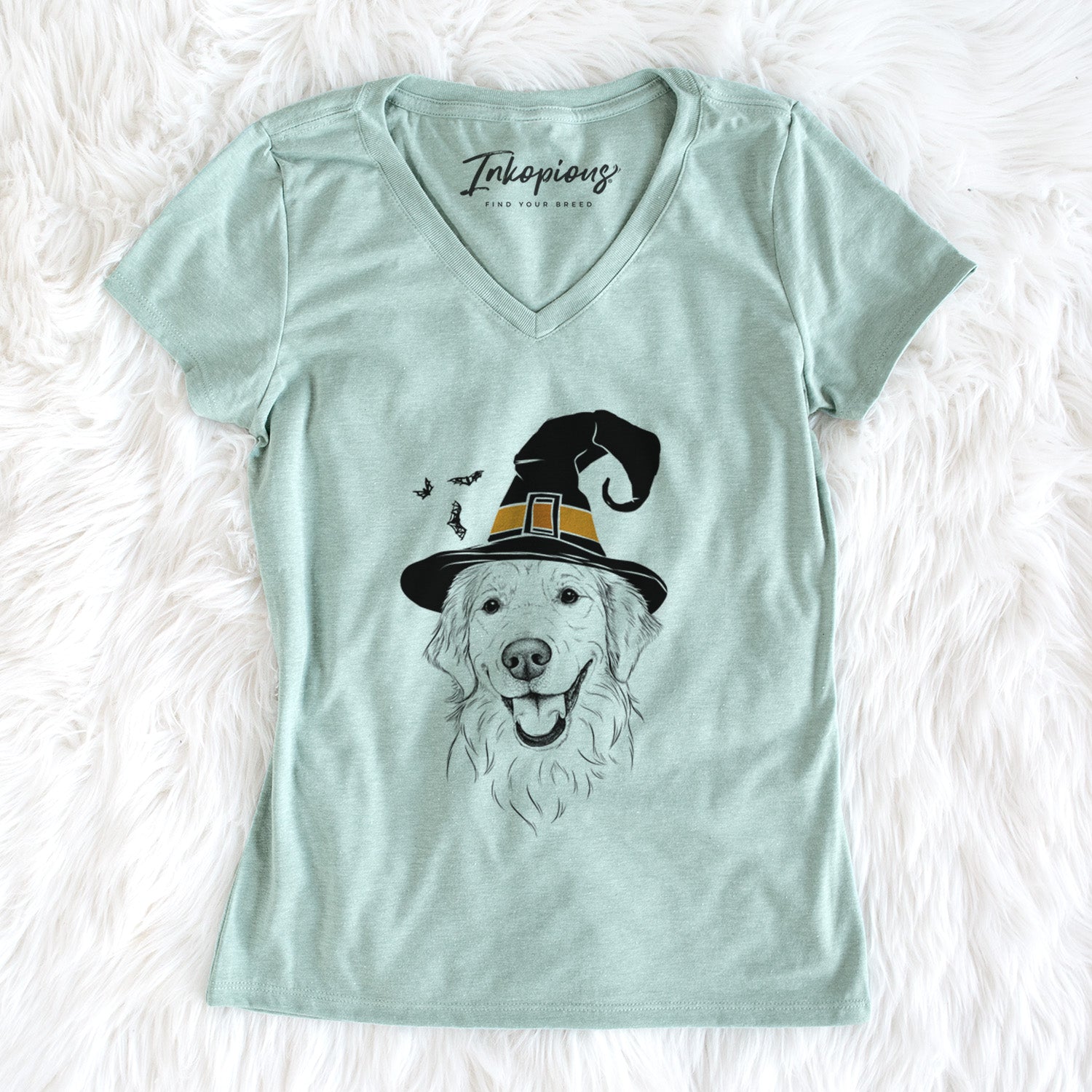 Witch Maple the Golden Retriever - Women's Perfect V-neck Shirt