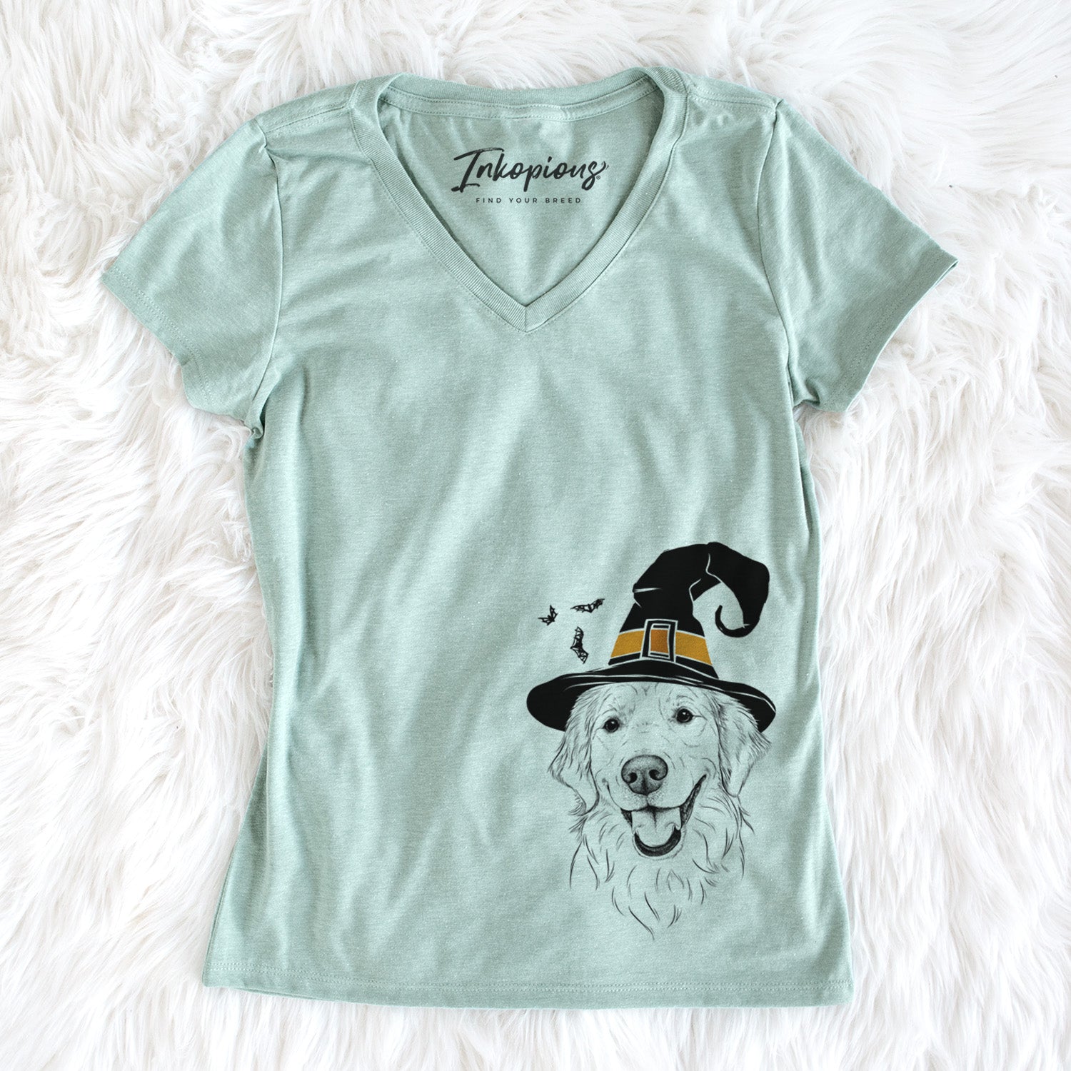 Witch Maple the Golden Retriever - Women's Perfect V-neck Shirt