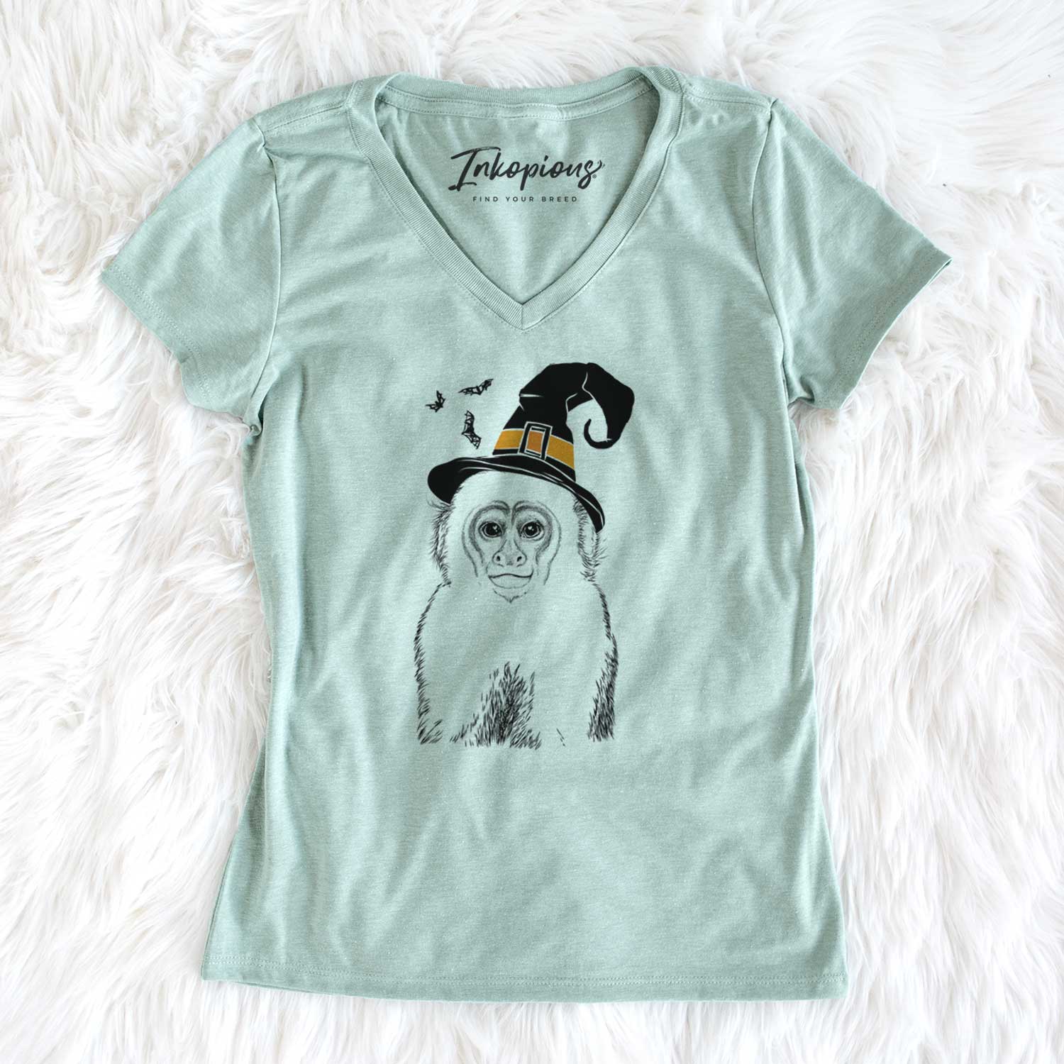 Witch Marcel the Capuchin Monkey - Women's V-neck Shirt