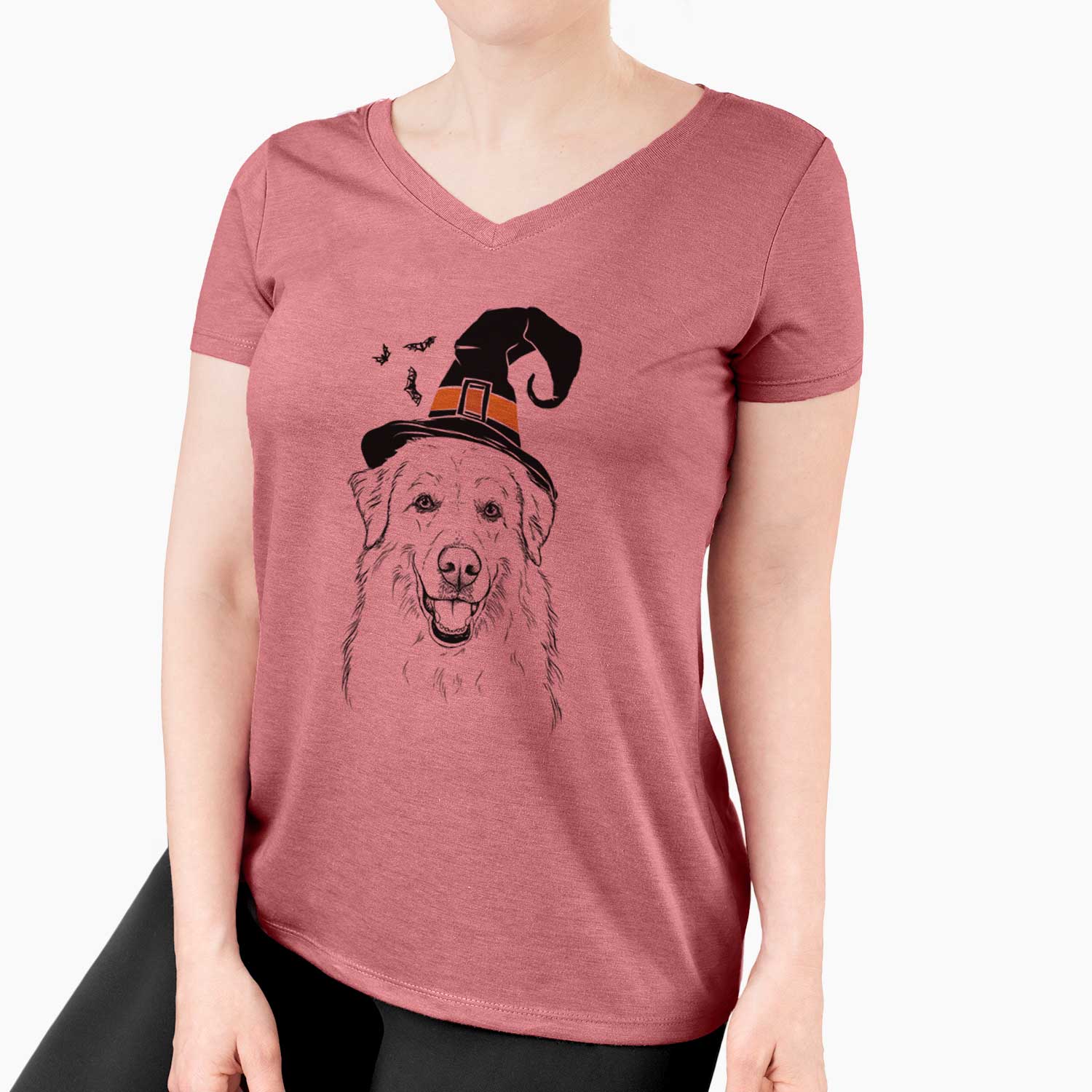 Witch Meg the Great Pyrenees - Women's V-neck Shirt
