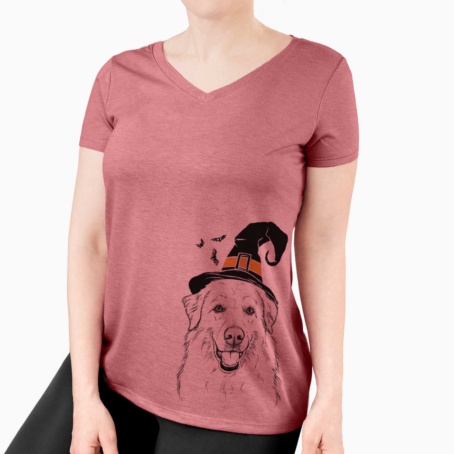 Witch Meg the Great Pyrenees - Women's V-neck Shirt