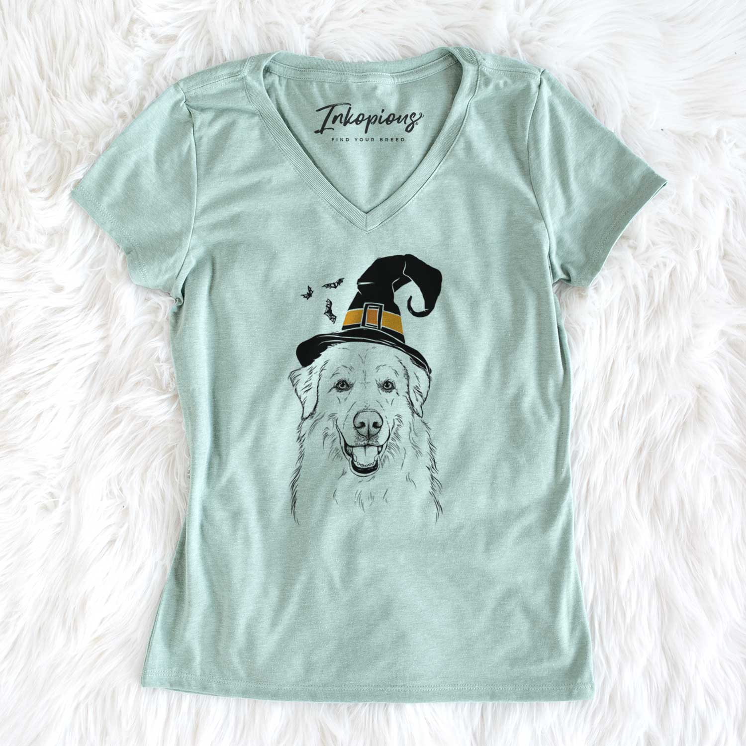 Witch Meg the Great Pyrenees - Women's V-neck Shirt