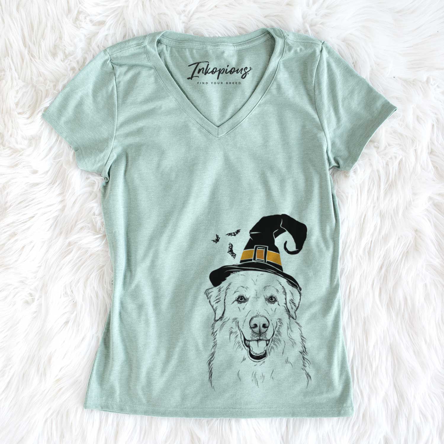 Witch Meg the Great Pyrenees - Women's V-neck Shirt