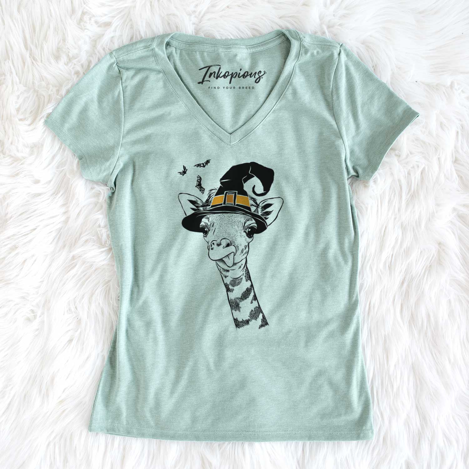 Witch Mel the Baby Giraffe - Women's V-neck Shirt