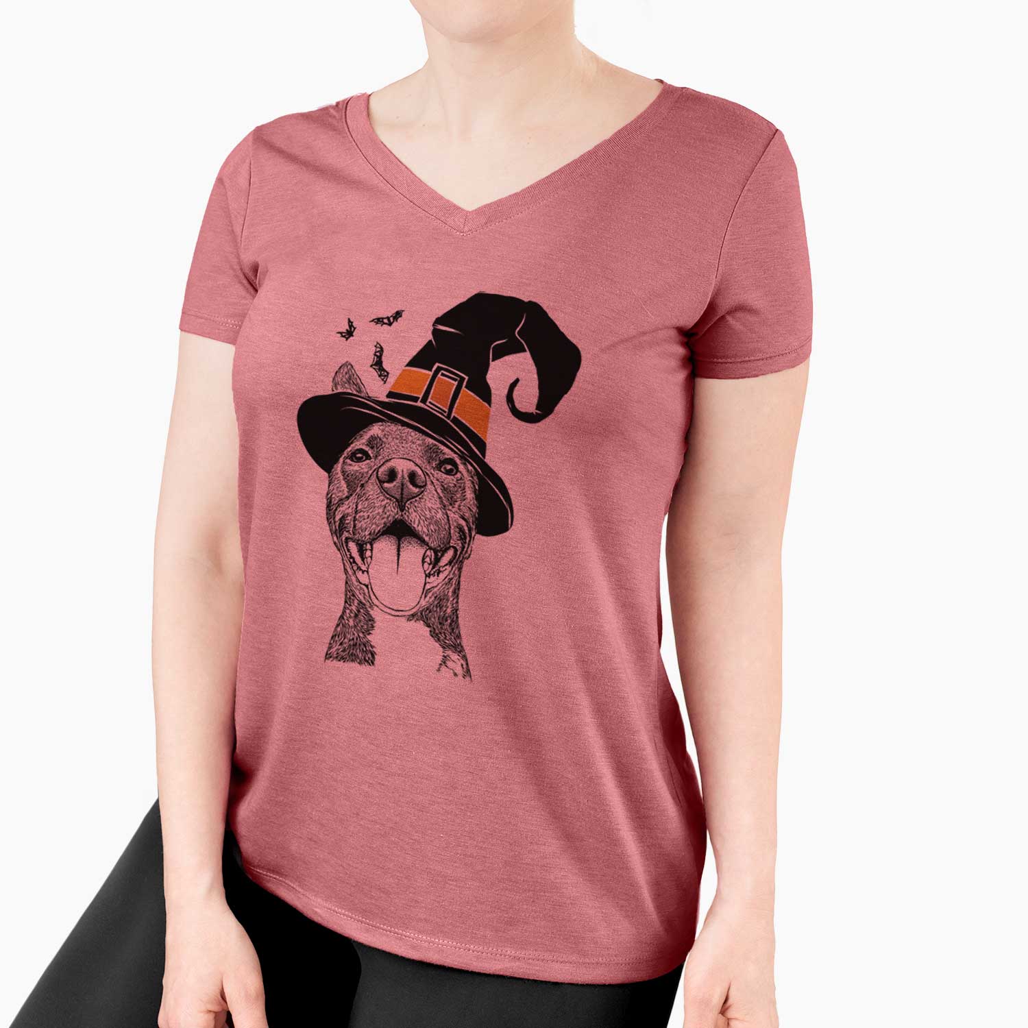 Witch Milo the Pitbull Mix - Women's V-neck Shirt