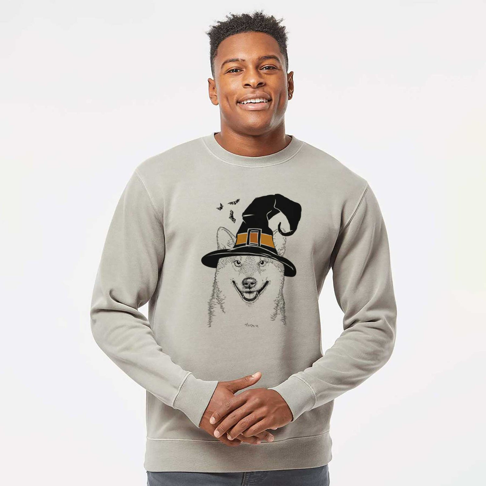 Witch Mitsu the Shiba Inu - Unisex Pigment Dyed Crew Sweatshirt