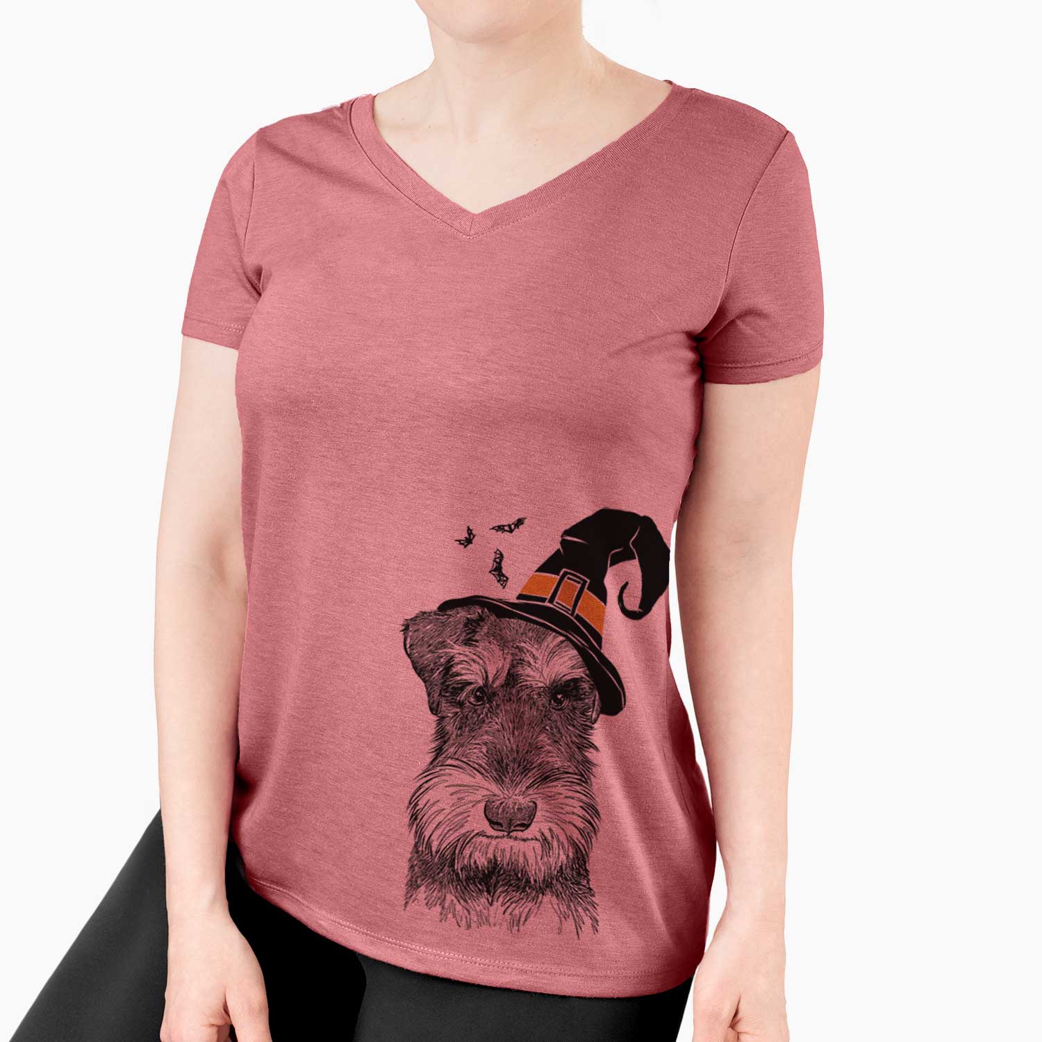 Witch Murphy the Mini Schnauzer - Women's V-neck Shirt