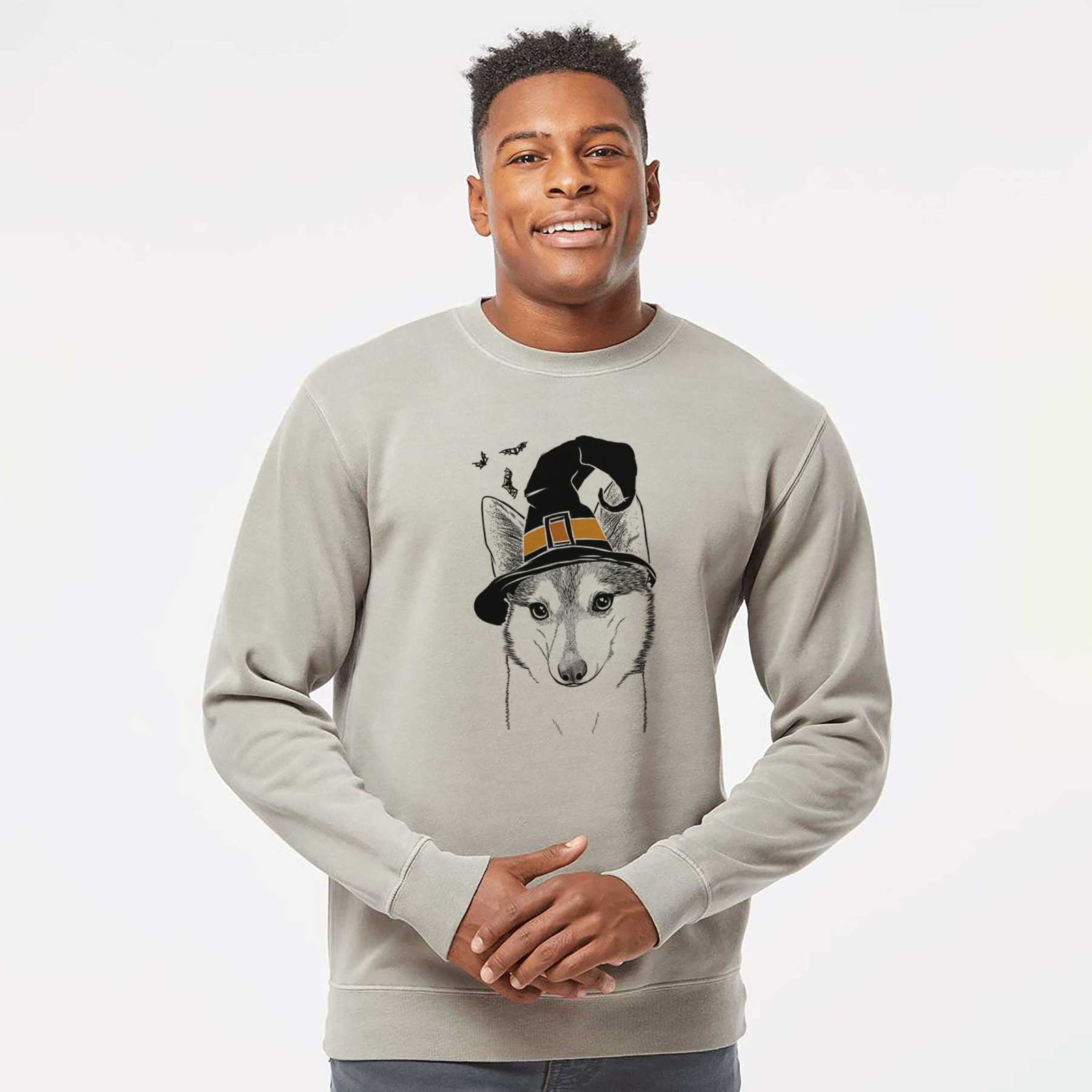 Witch Nami the Alaskan Klee Kai - Unisex Pigment Dyed Crew Sweatshirt