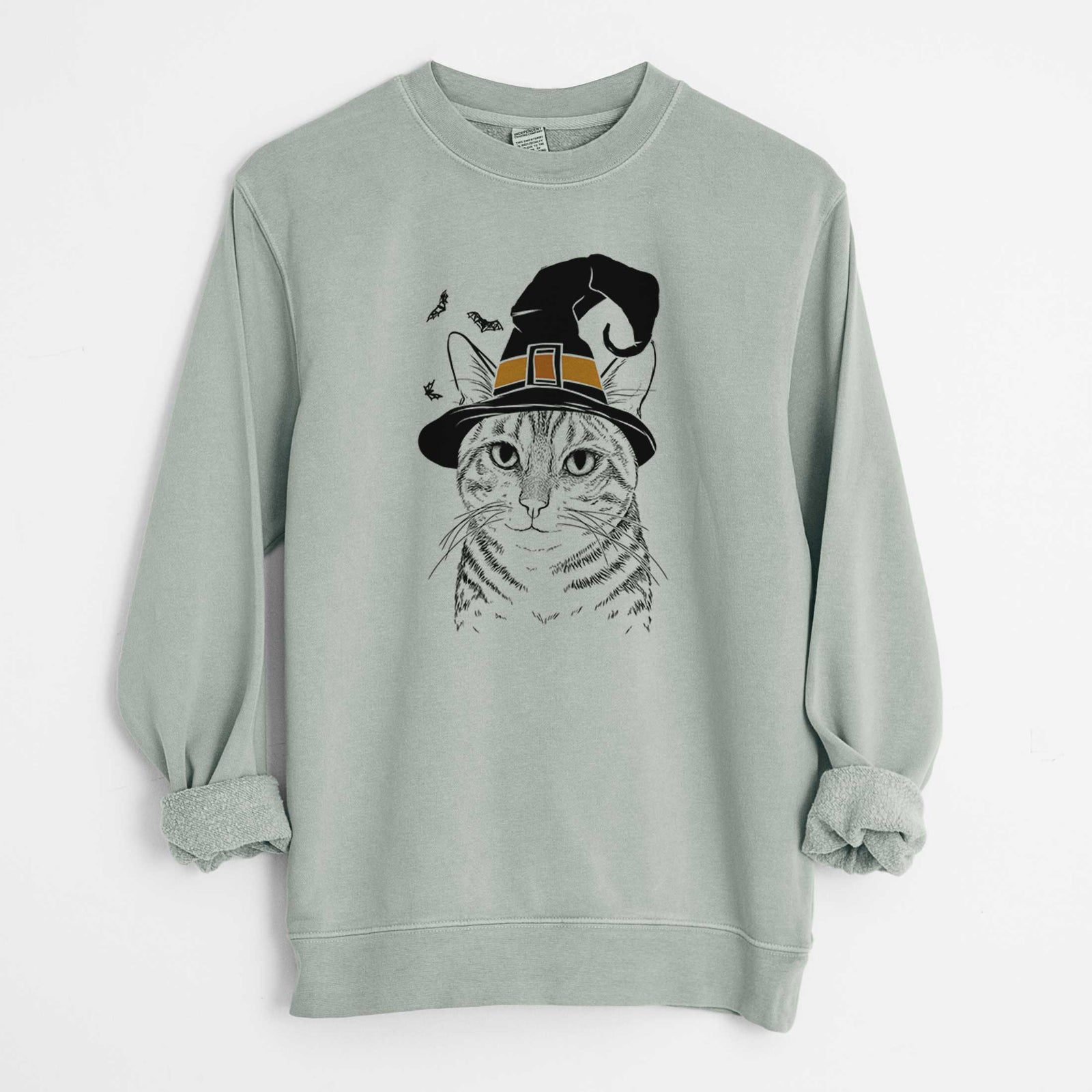 Witch Nell the Tabby Cat - Unisex Pigment Dyed Crew Sweatshirt