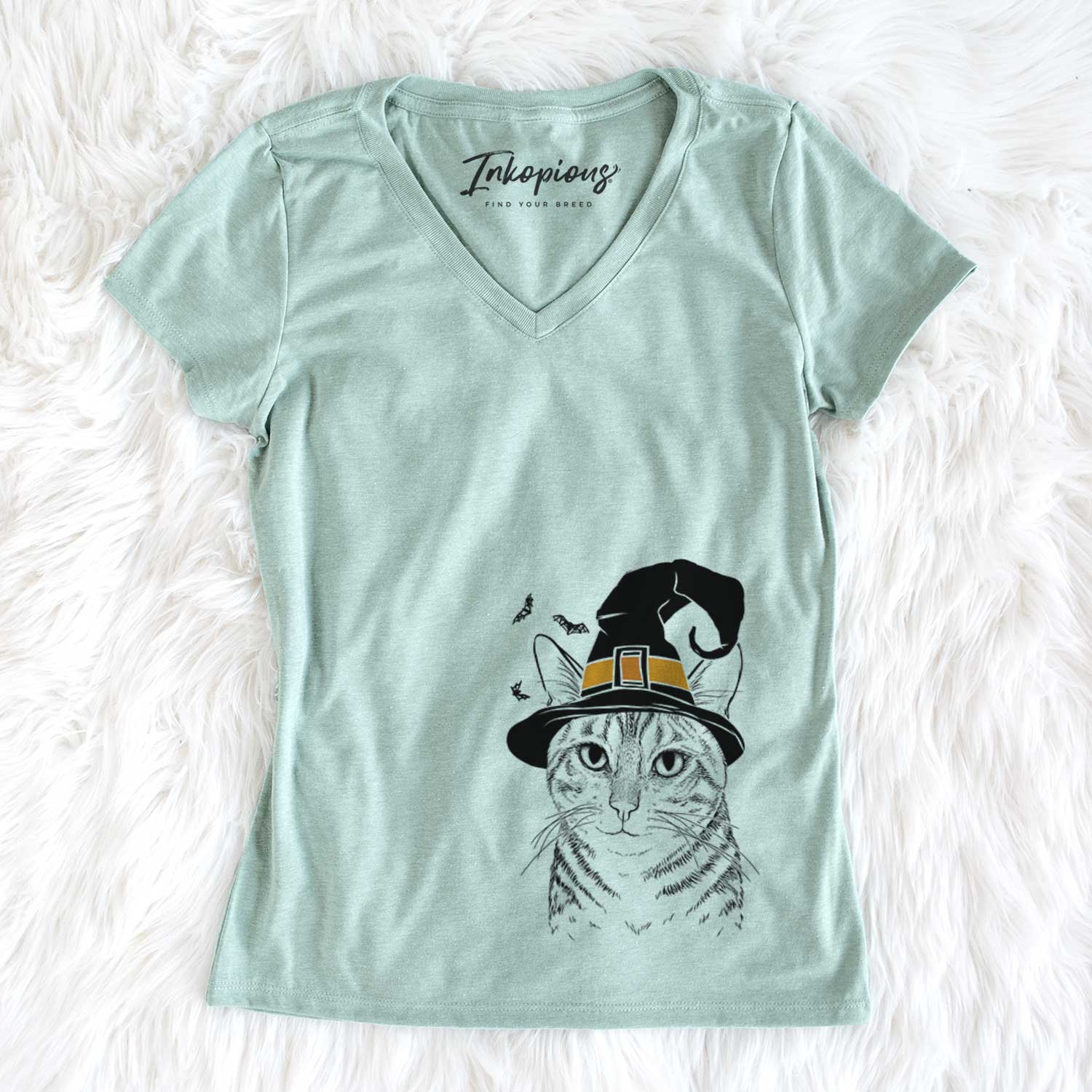 Witch Nell the Tabby Cat - Women's V-neck Shirt