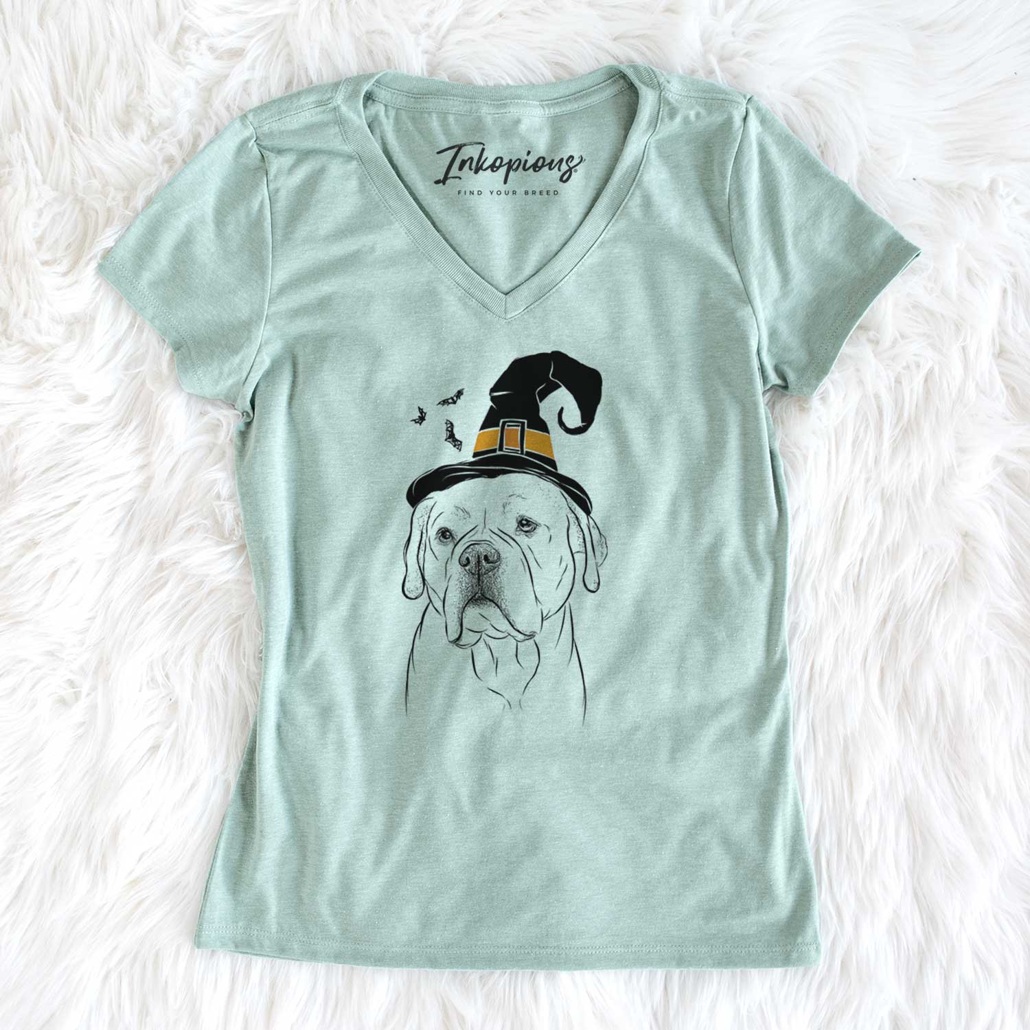 Witch Nora the American Bulldog Mix - Women's V-neck Shirt
