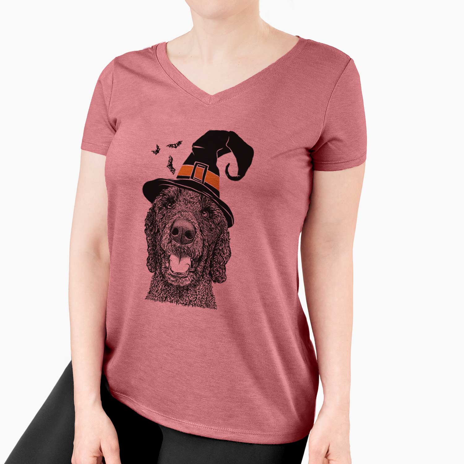 Witch Obi James the Goldendoodle - Women's V-neck Shirt