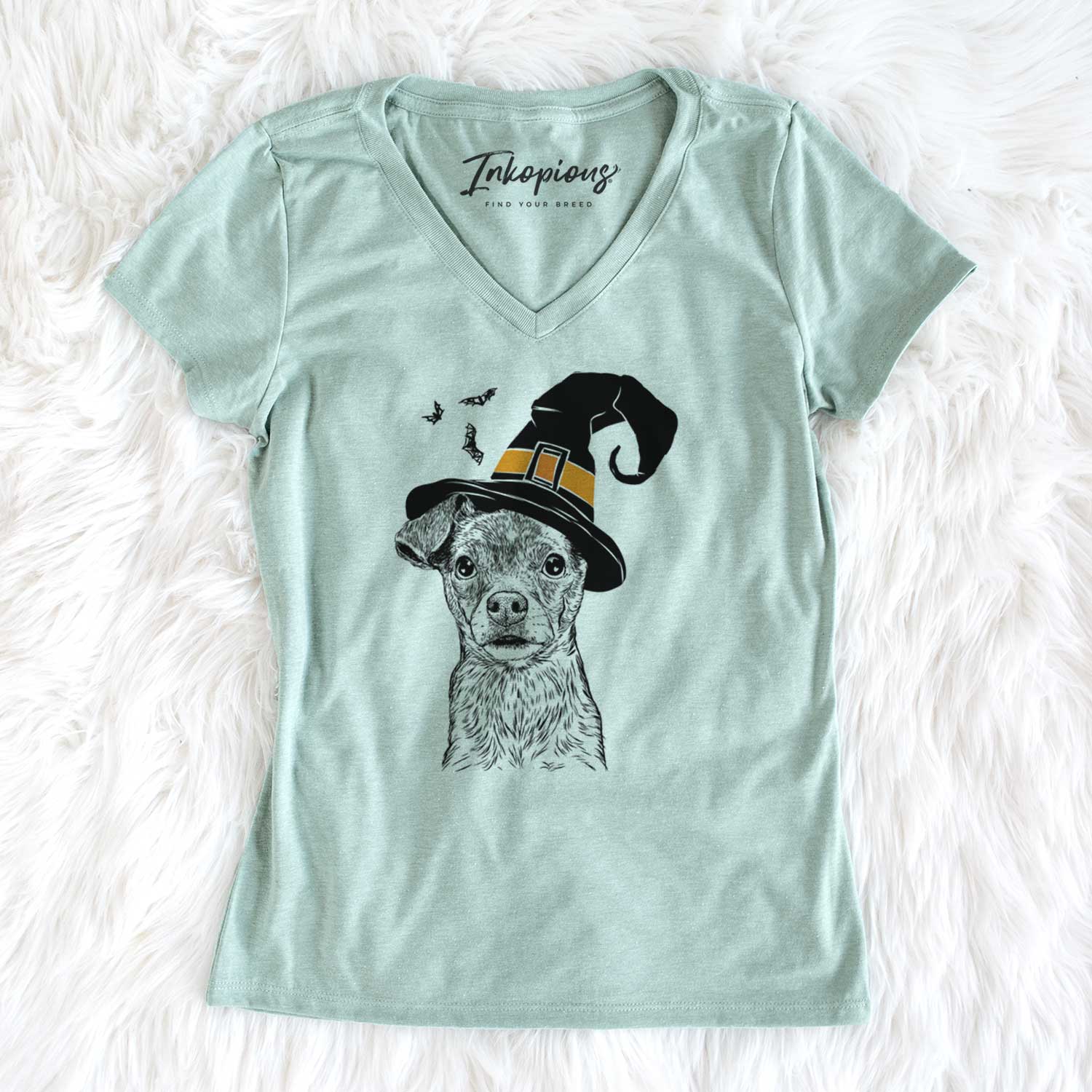 Witch Olive the Mixed Breed - Women's V-neck Shirt