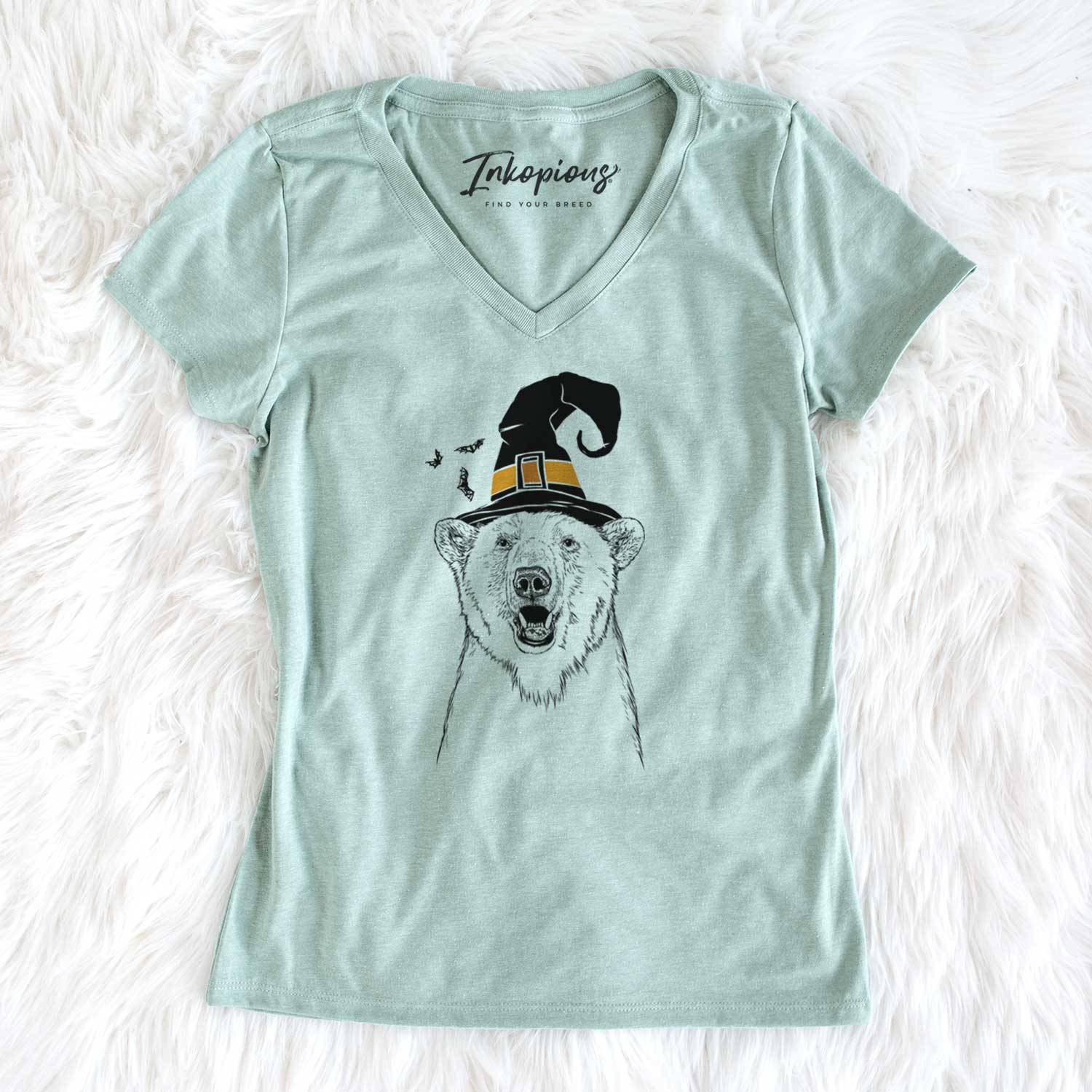 Witch Oslo the Polar Bear - Women's V-neck Shirt