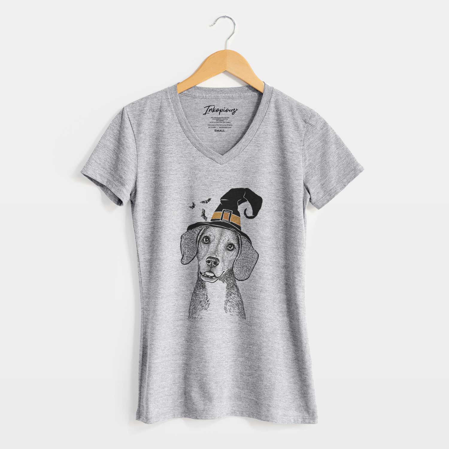 Witch Piggy the Beagle Mix - Women's V-neck Shirt