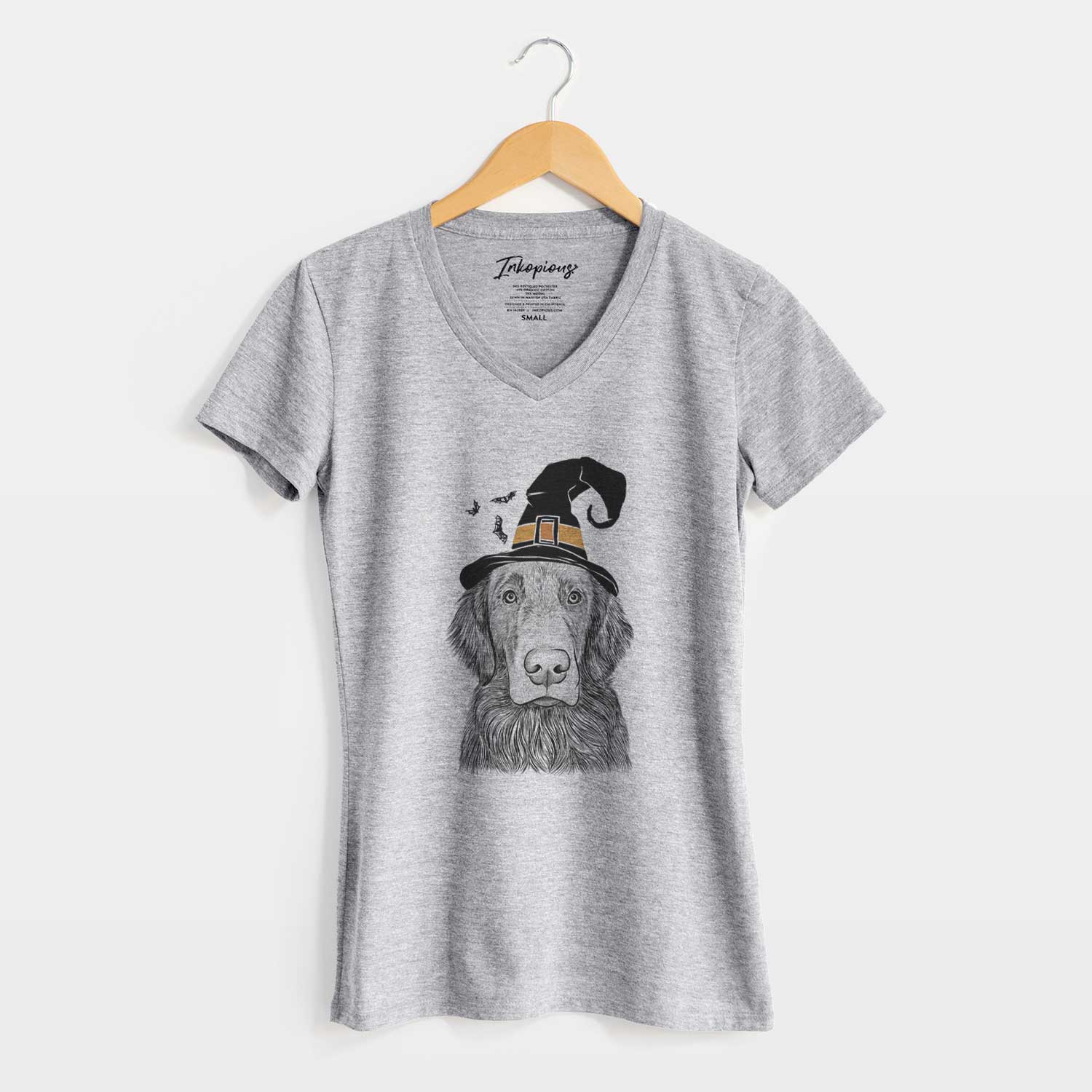 Witch Pippin the Flat Coated Retriever - Women's V-neck Shirt