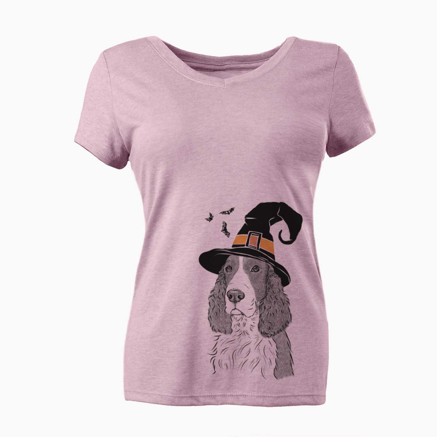 Witch Quincy the English Springer Spaniel - Women's V-neck Shirt