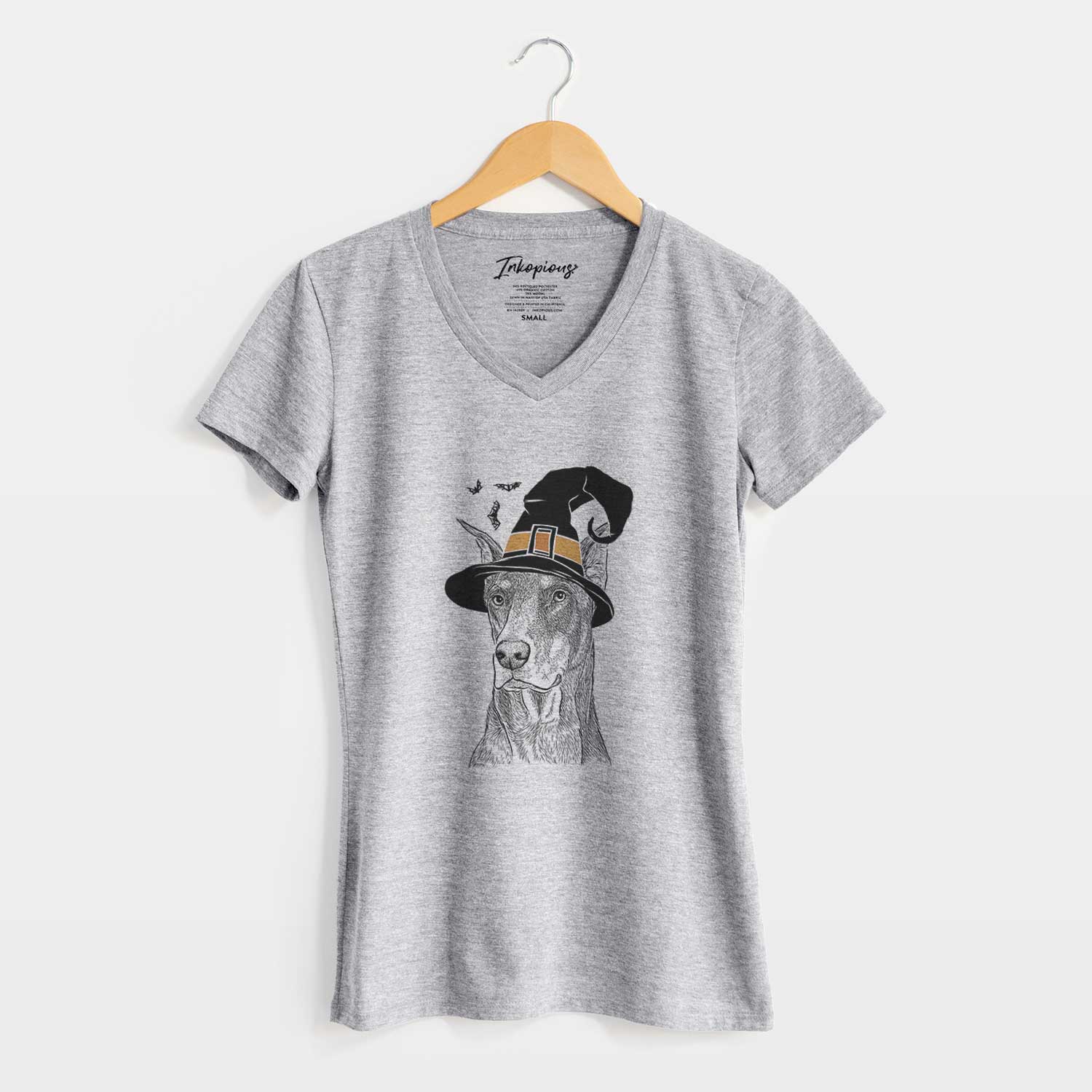 Witch RJ the Doberman Pinscher - Women's V-neck Shirt