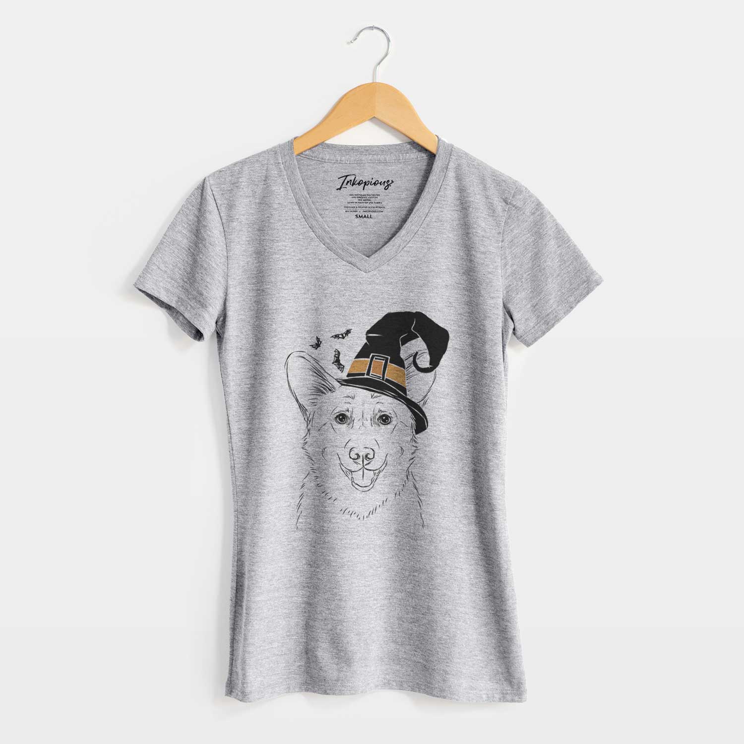 Witch Ricco the Corgi - Women's V-neck Shirt