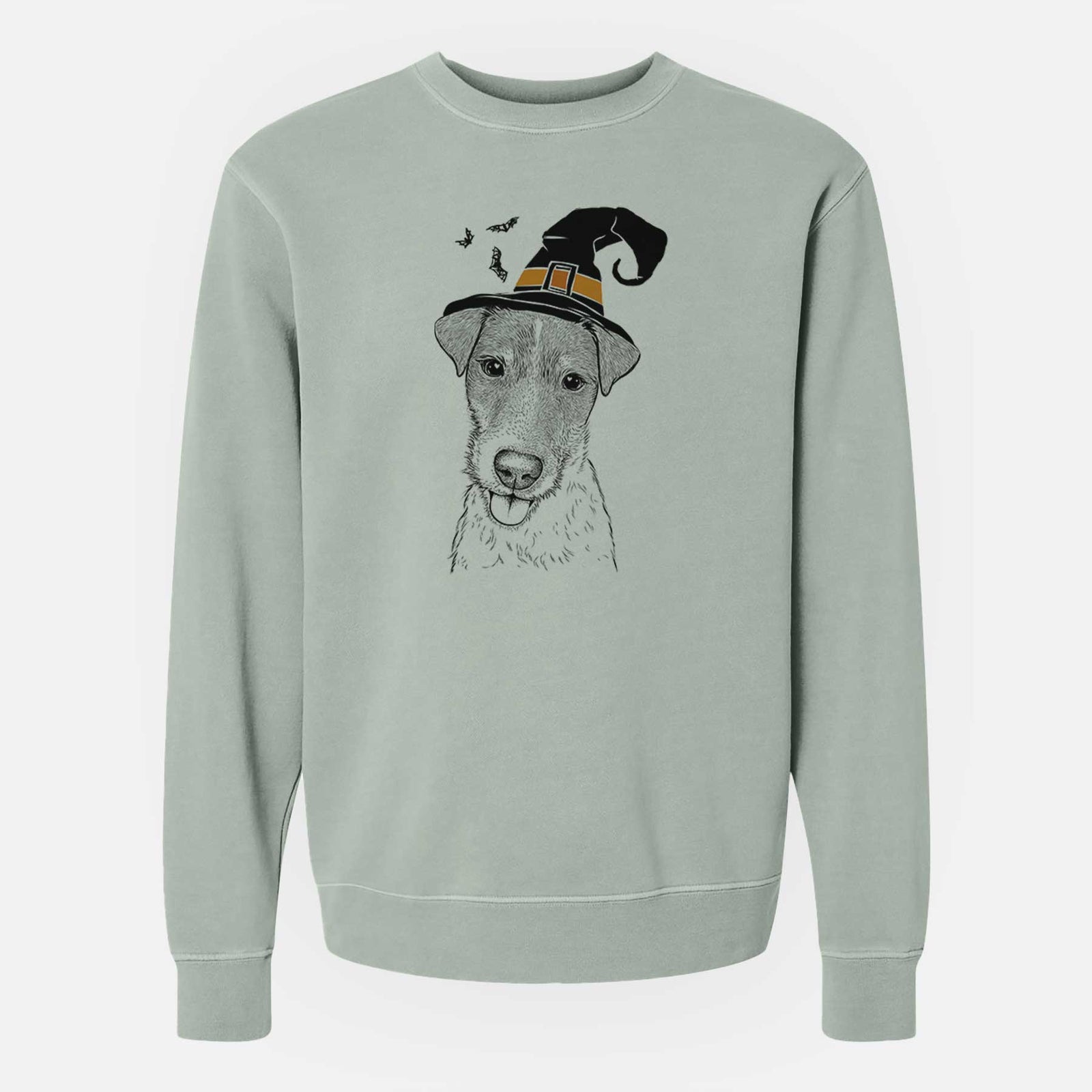 Witch Rider the Parson Russell Terrier - Unisex Pigment Dyed Crew Sweatshirt