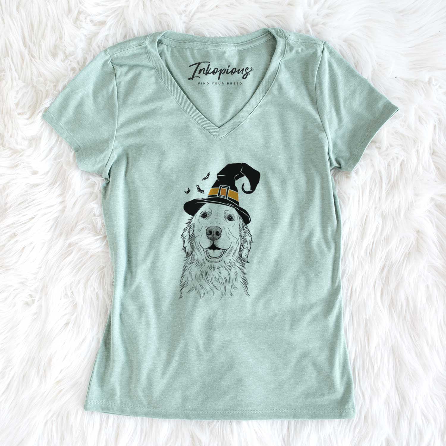 Witch Ridge the Golden Retriever - Women's V-neck Shirt